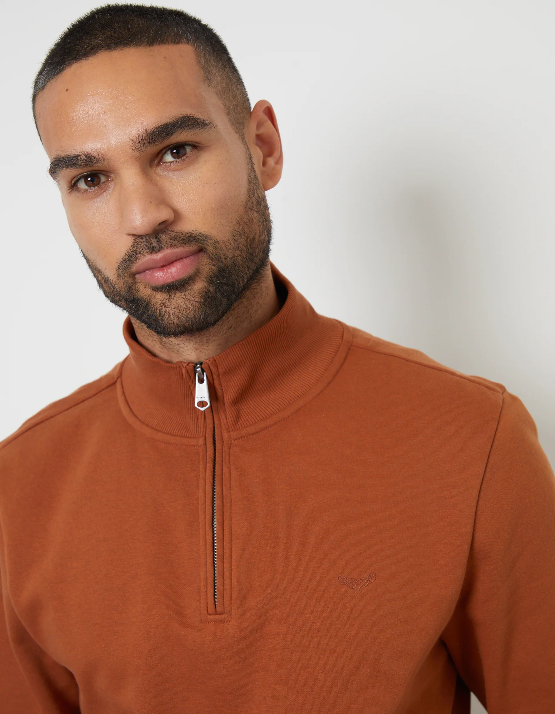 Quarter Zip Sweatshirt in Rust Orange - Image 4