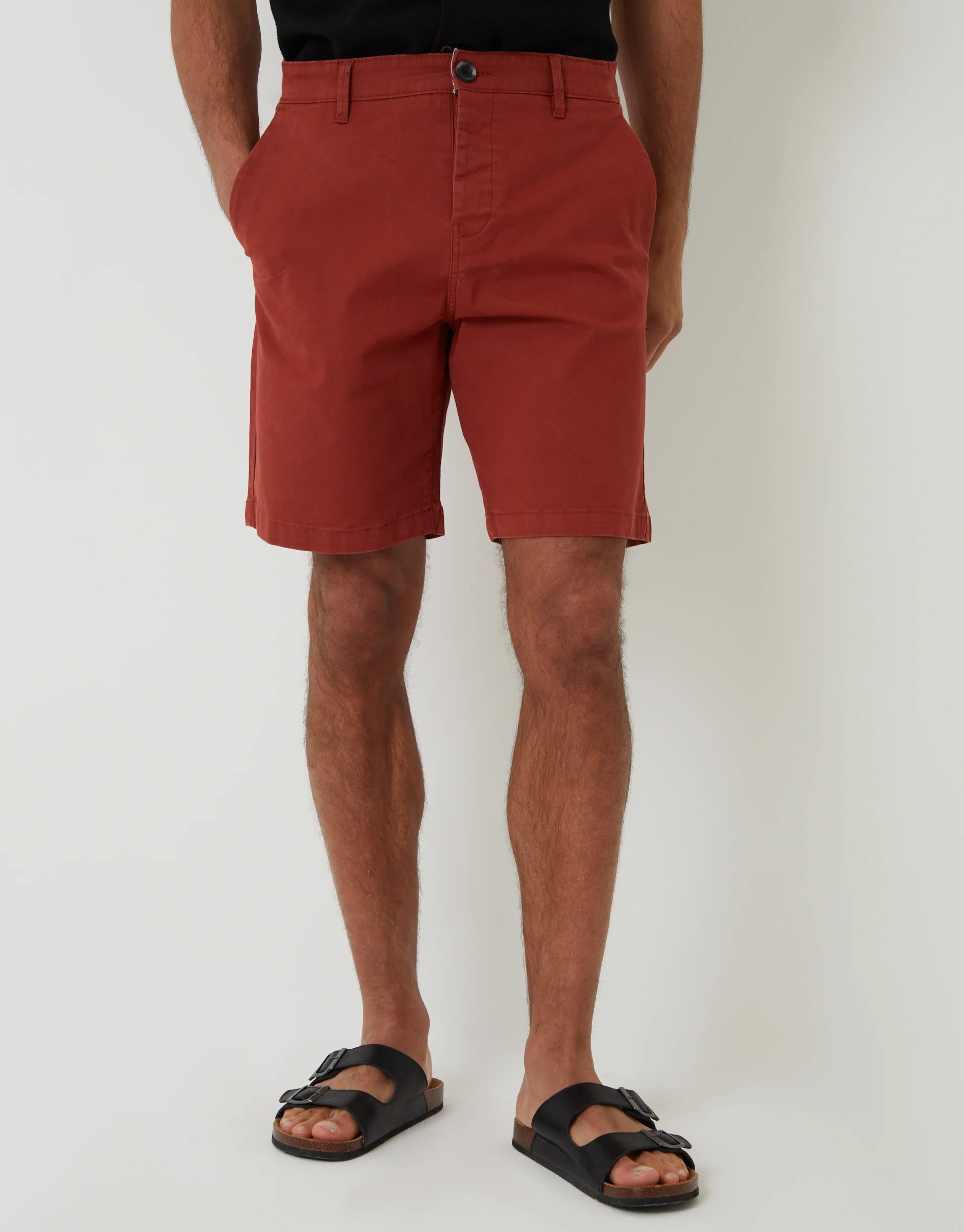 Regular Fit Stretch Chino Shorts in Rust Orange - Image 2