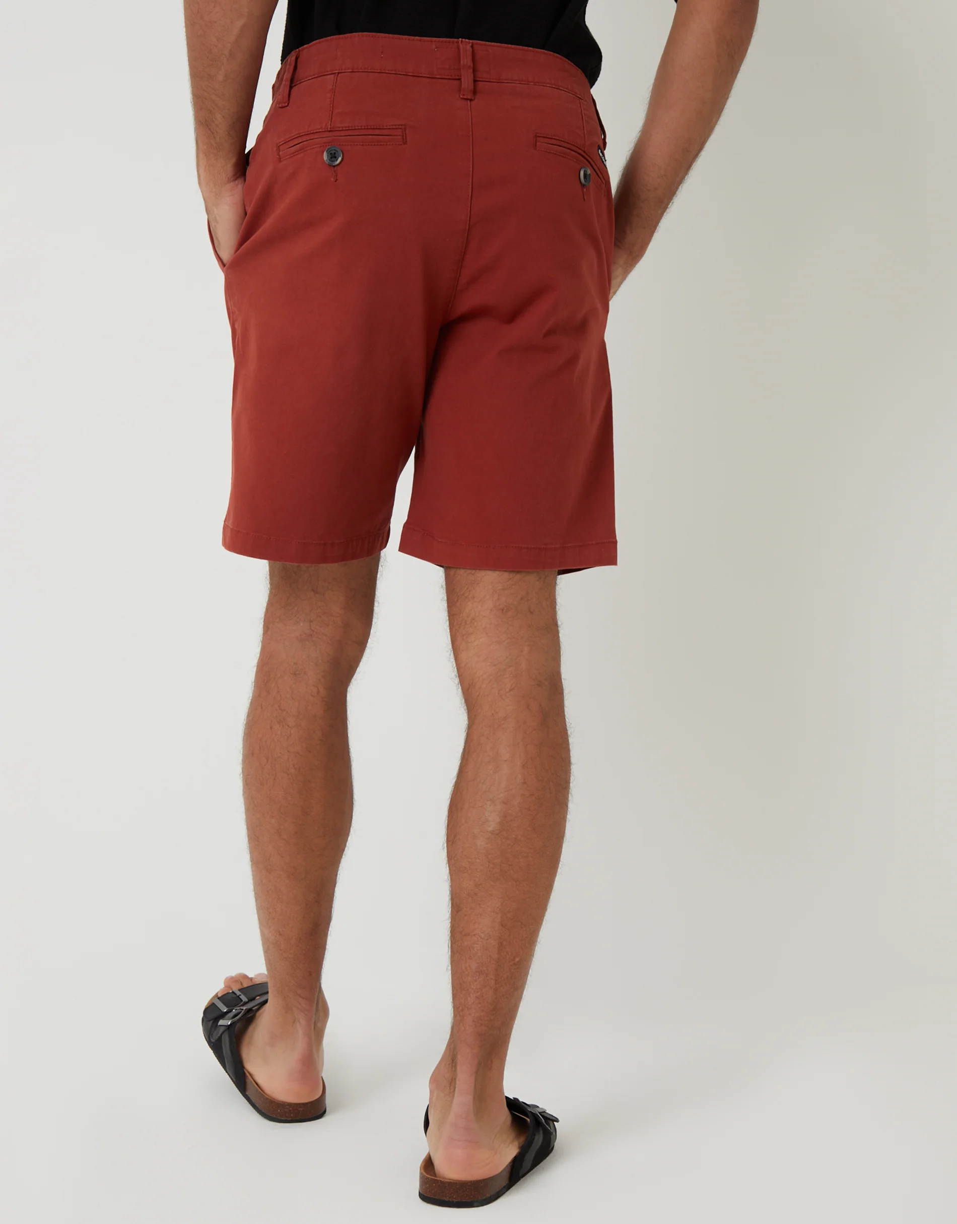 Regular Fit Stretch Chino Shorts in Rust Orange - Image 3