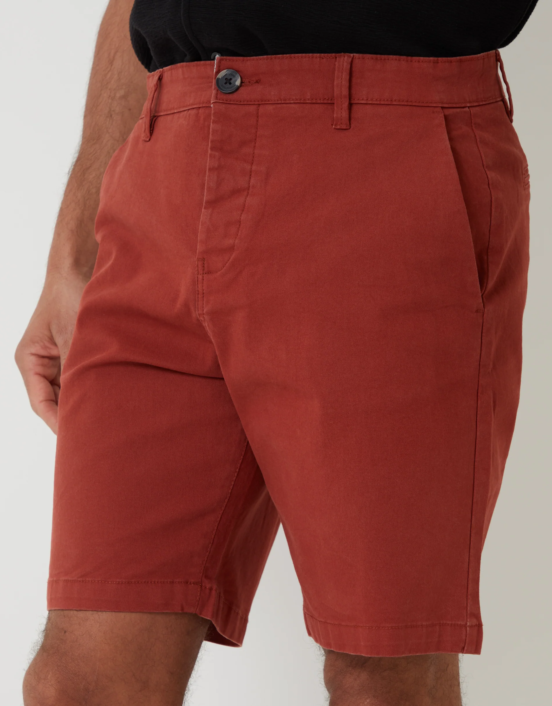 Regular Fit Stretch Chino Shorts in Rust Orange - Image 4