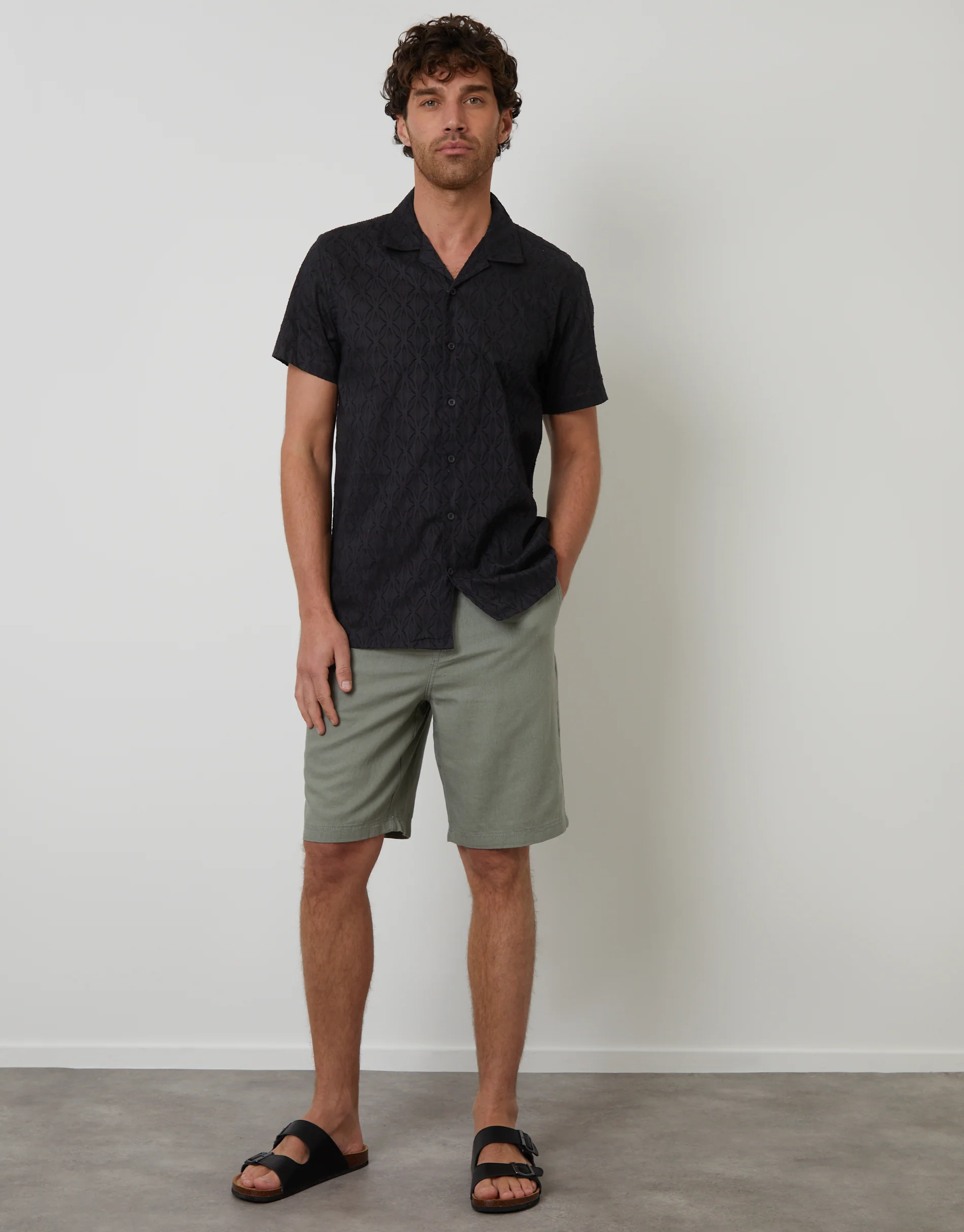 Linen Blend Shorts in Sage Green