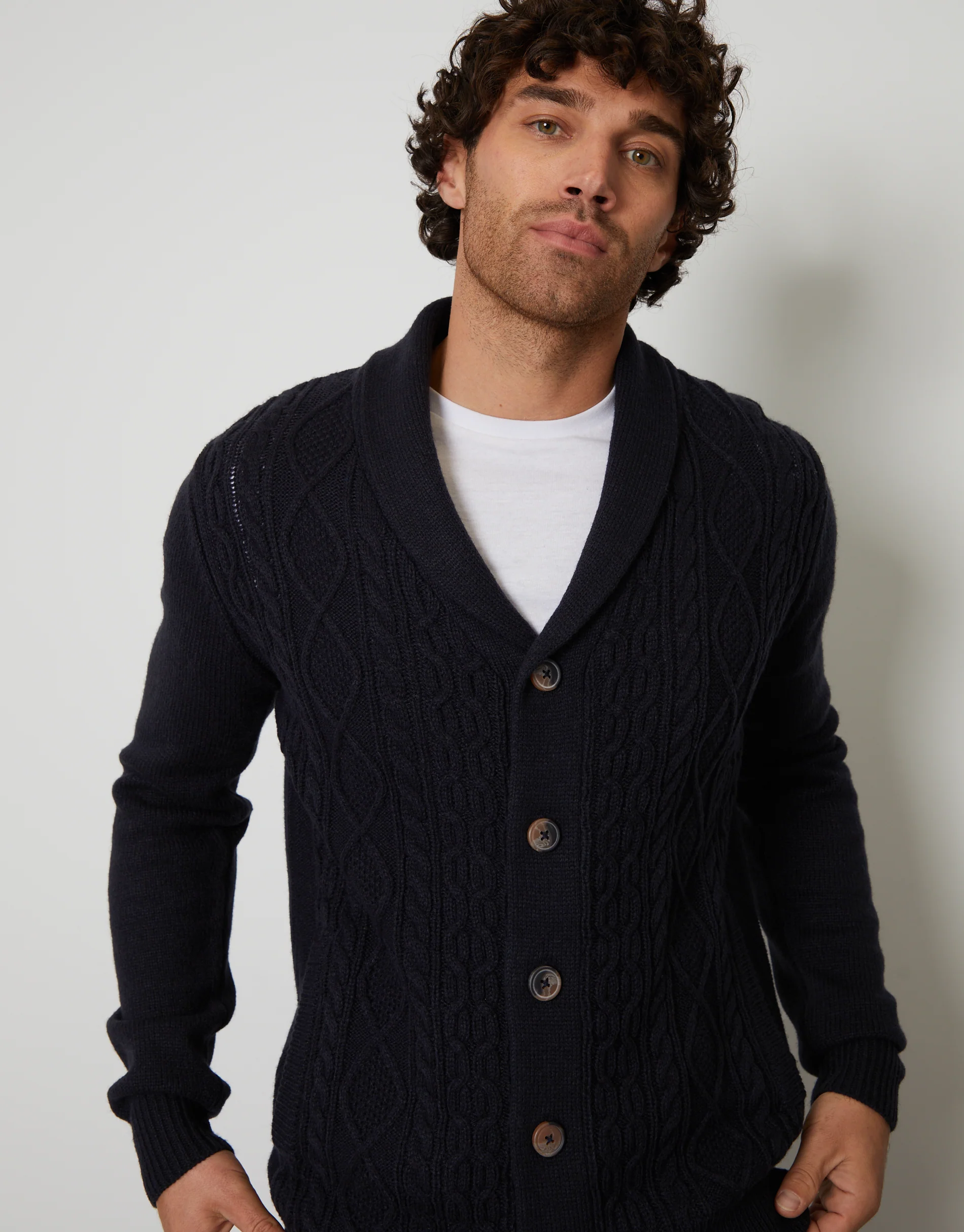 Shawl Cardigan in Navy - Image 4