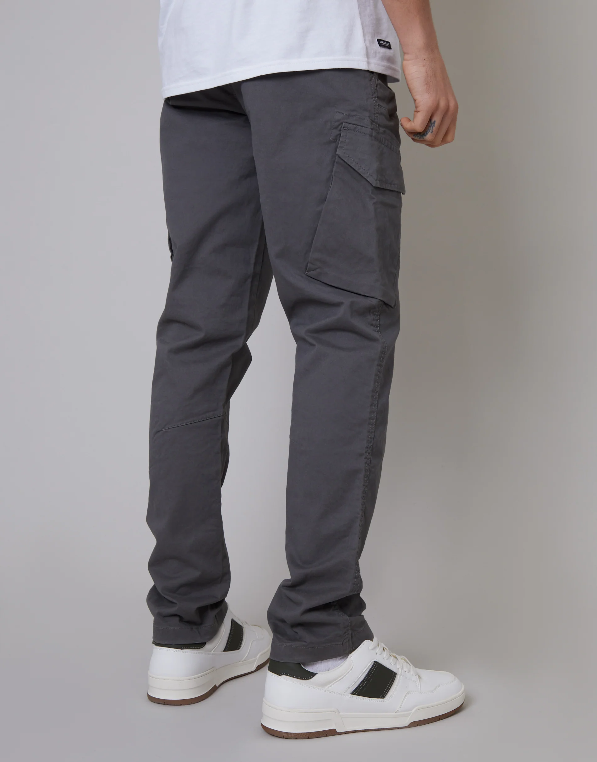 Slim Fit Cargo Style Trouser in Slate Grey - Image 3