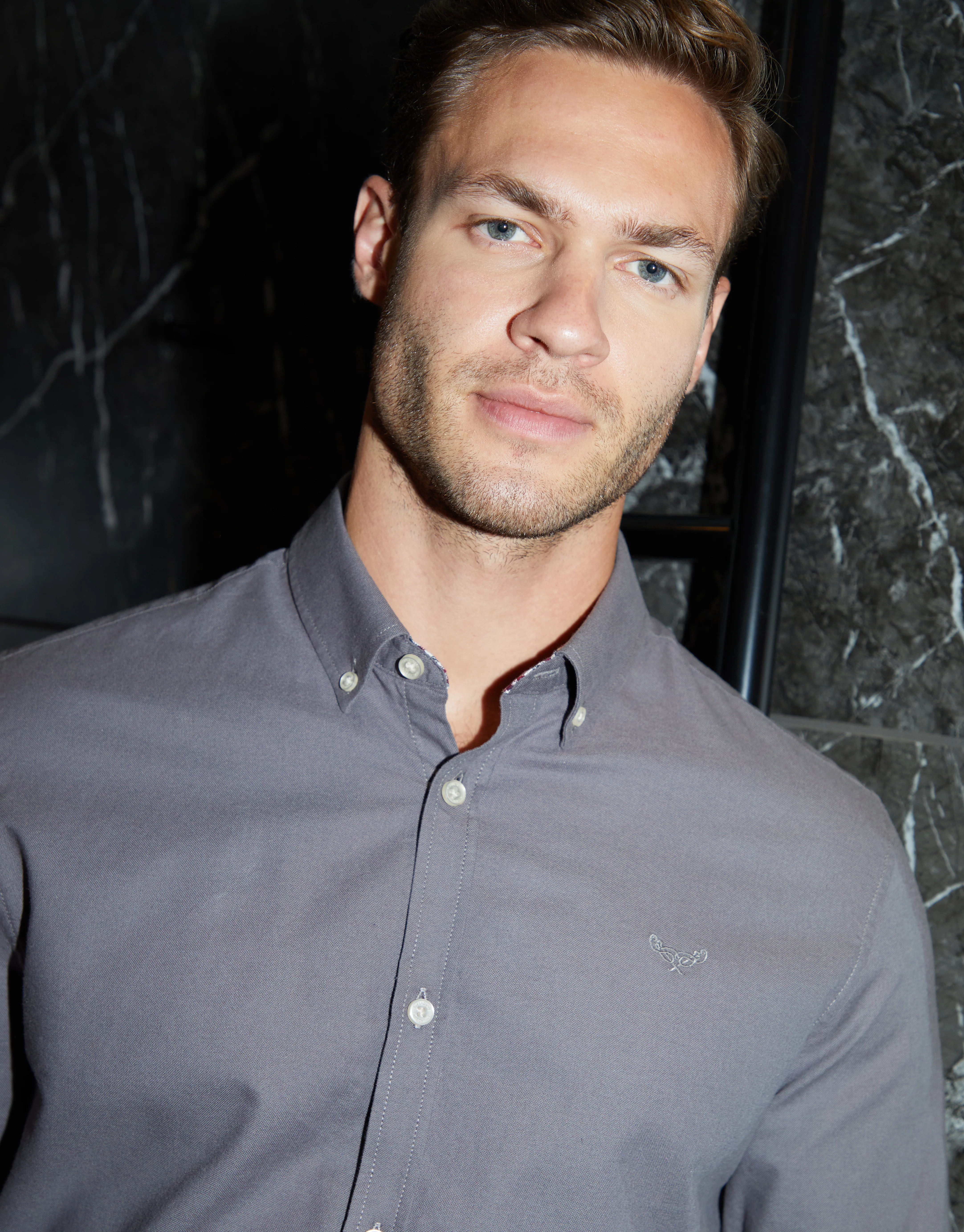 Cotton Long Sleeve Shirt in Slate Grey - Image 8