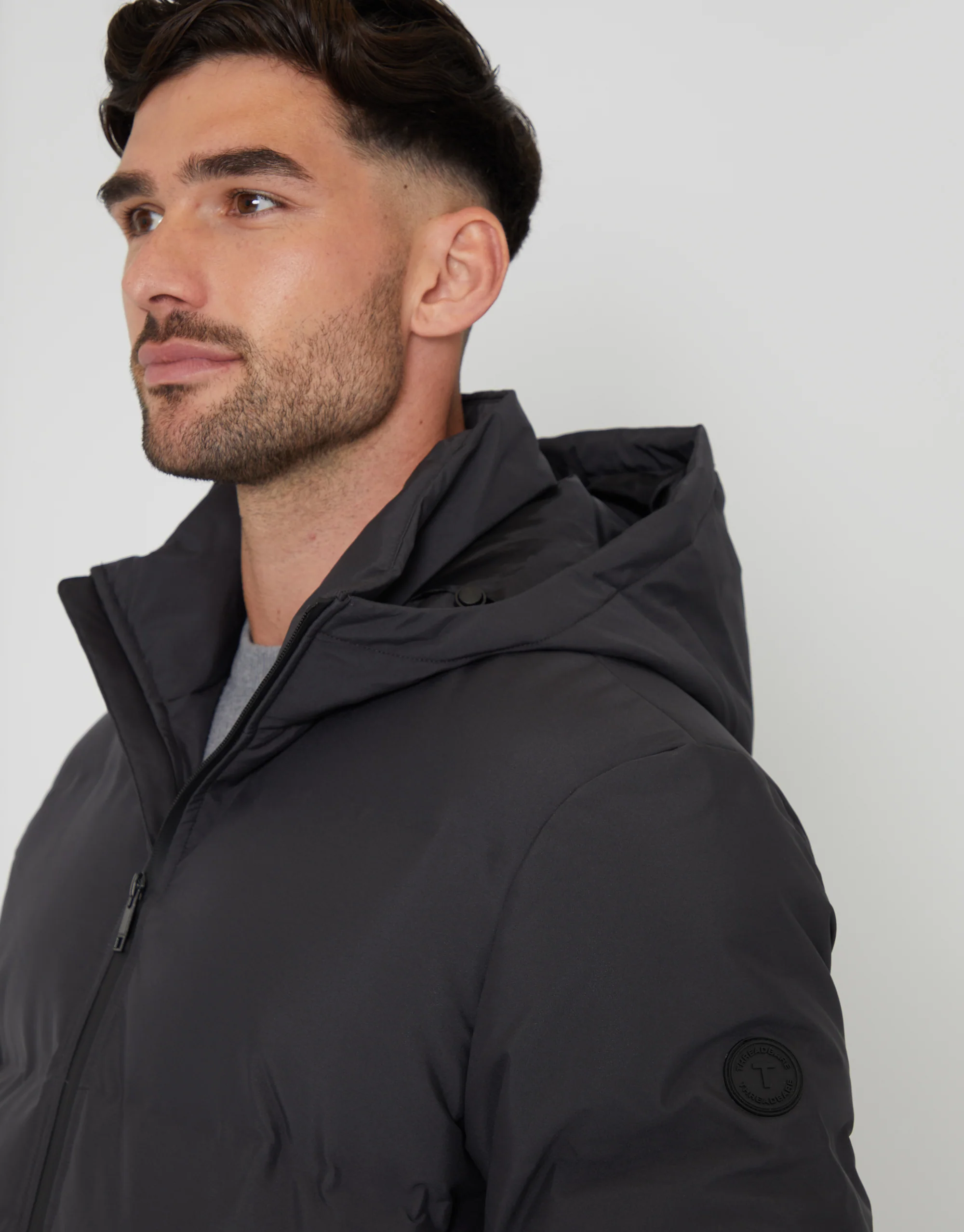 Hooded Puffer Jacket in Slate Grey - Image 4