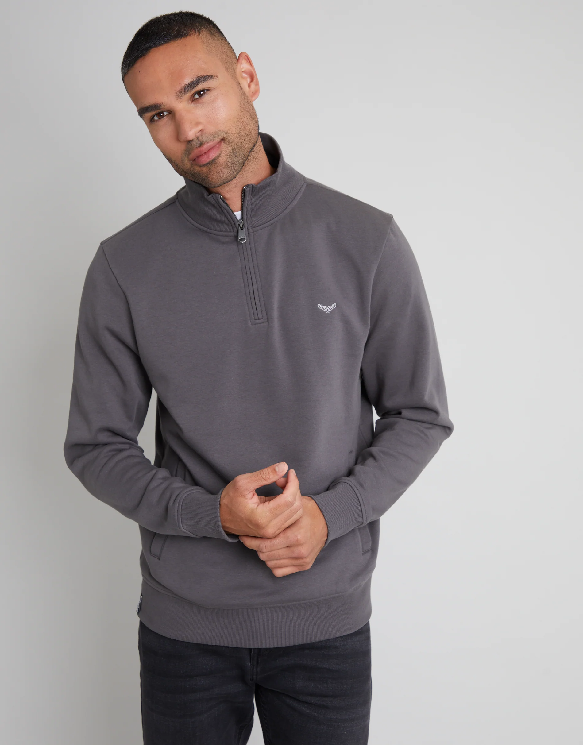 Quarter Zip Sweatshirt in Slate Grey