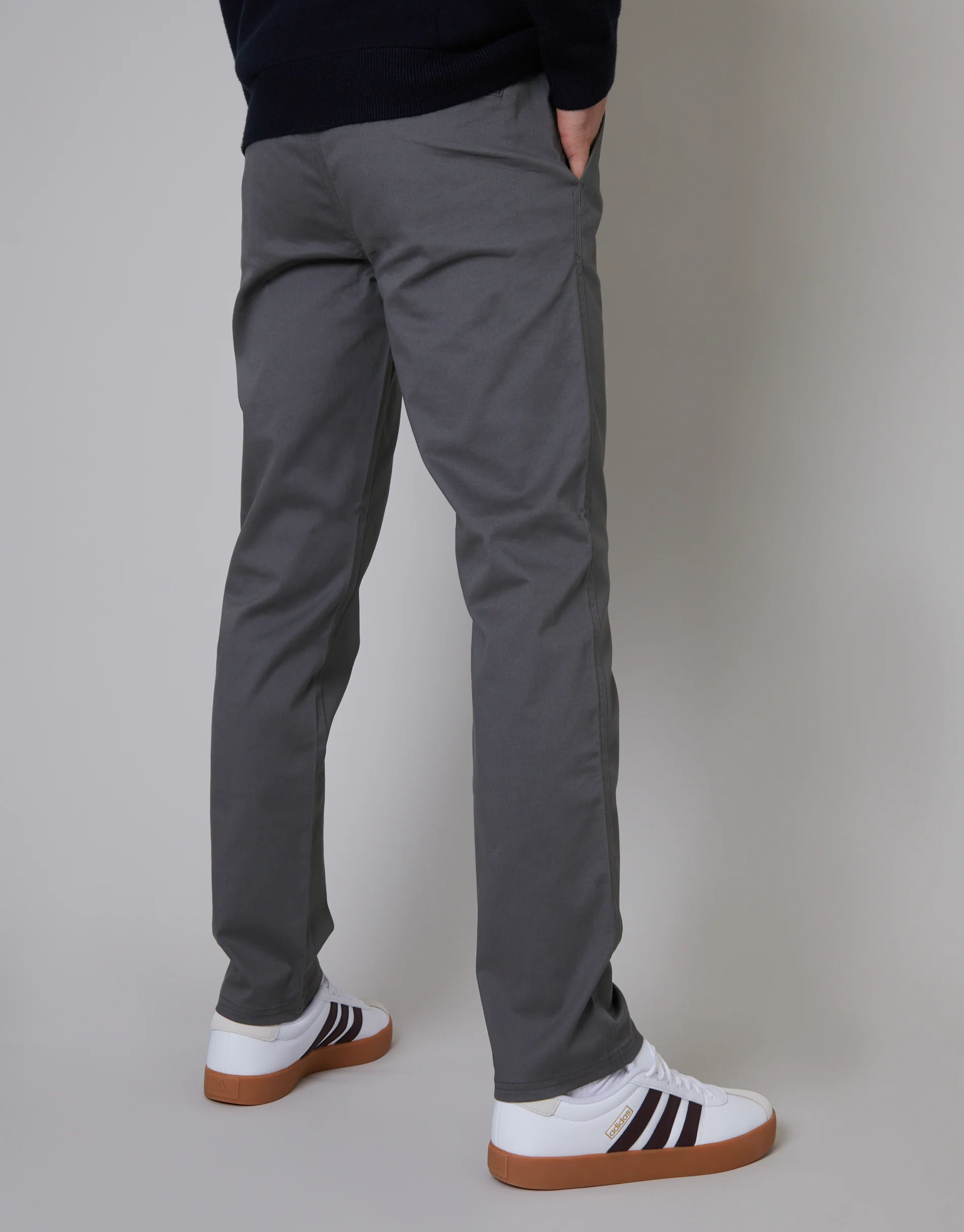 Regular Fit Chino Trousers in Slate Grey - Image 3