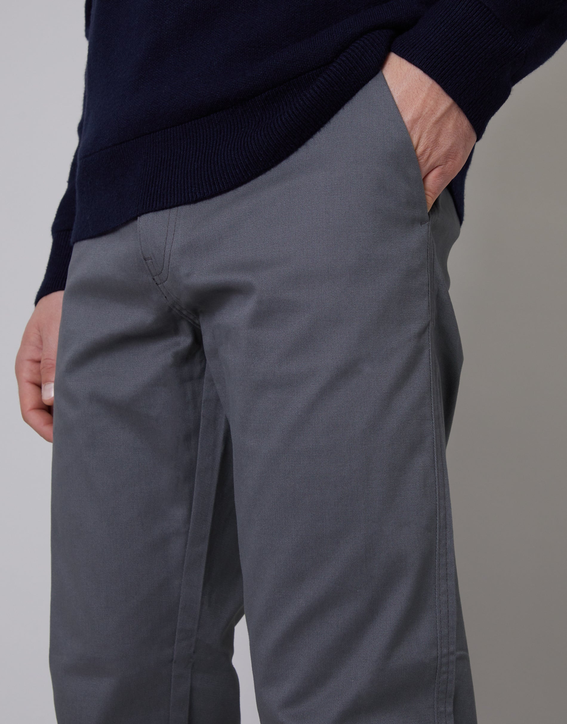 Regular Fit Chino Trousers in Slate Grey - Image 4