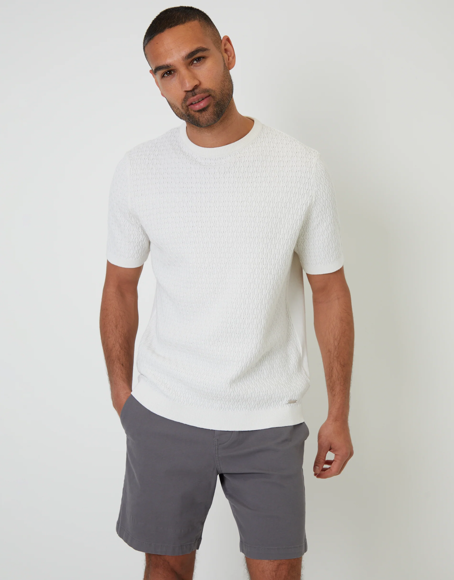 Regular Fit Stretch Chino Shorts in Slate Grey - Image 3