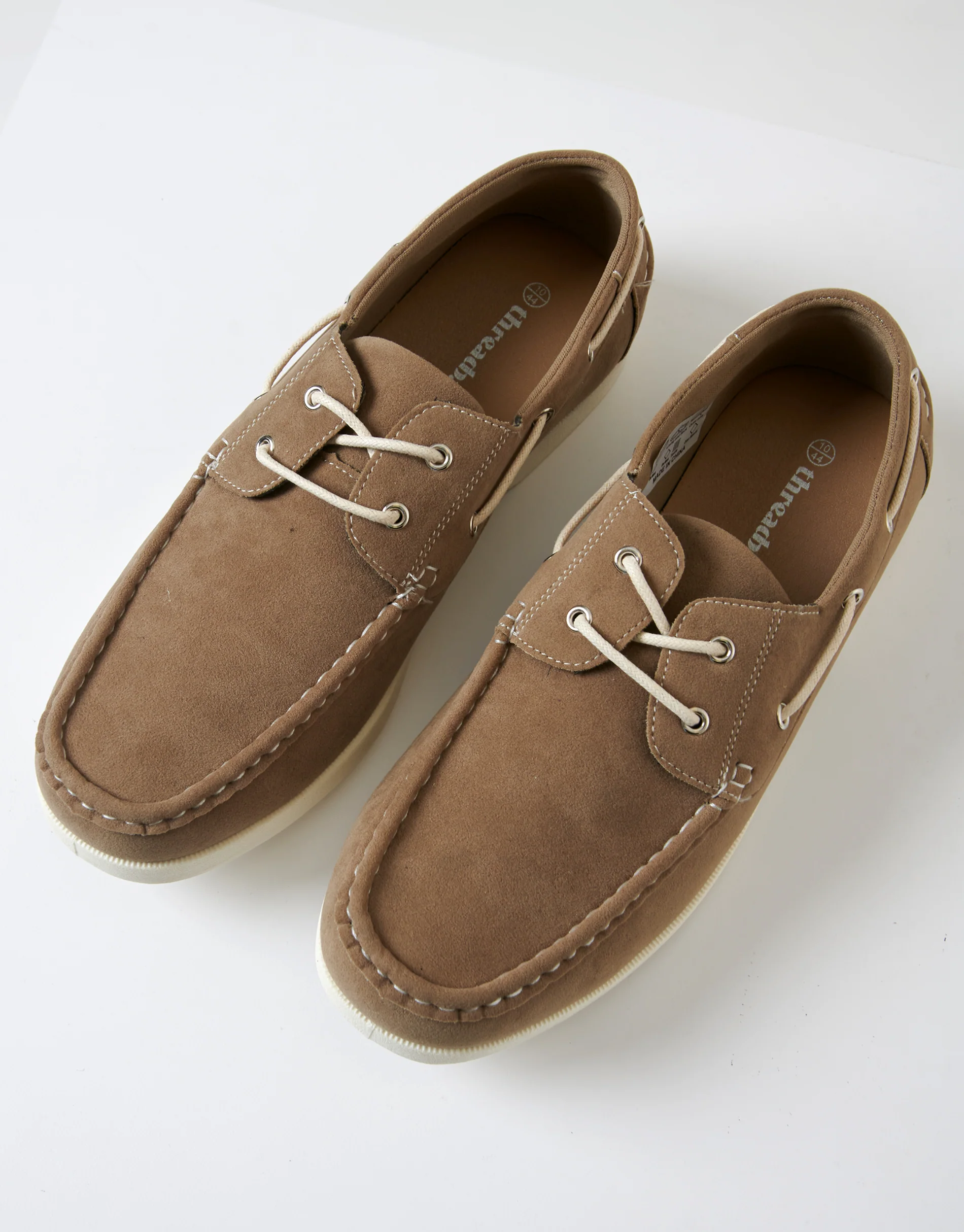 Faux Suede Boat Shoes in Stone - Image 2