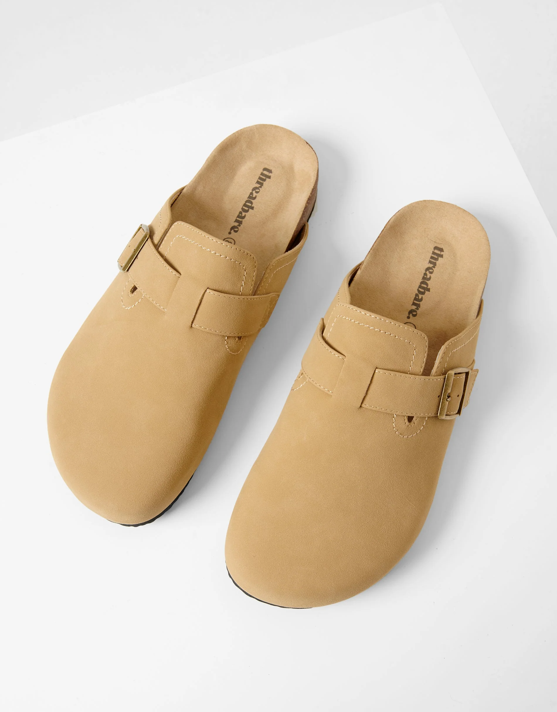 Faux Suede Mule Sandals in Stone