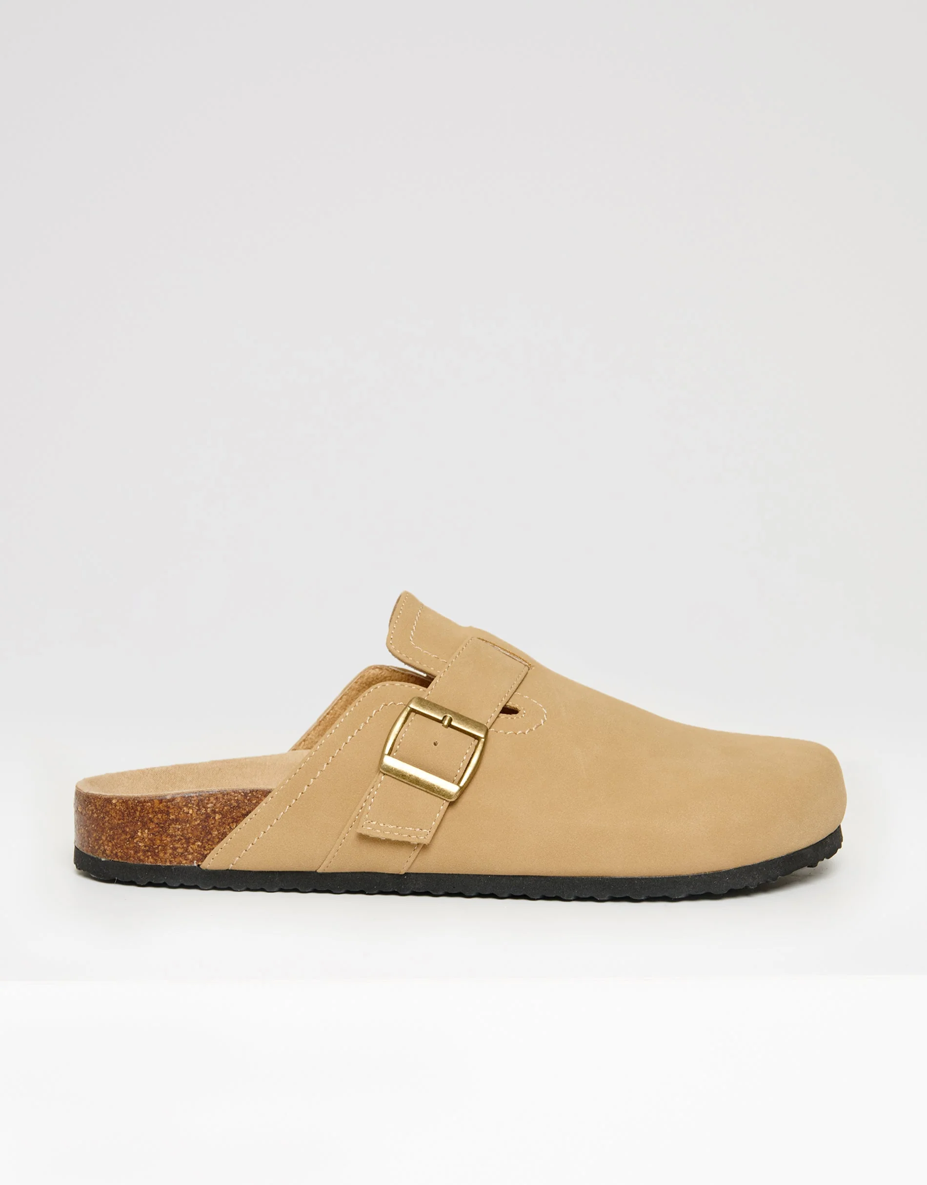 Faux Suede Mule Sandals in Stone - Image 2