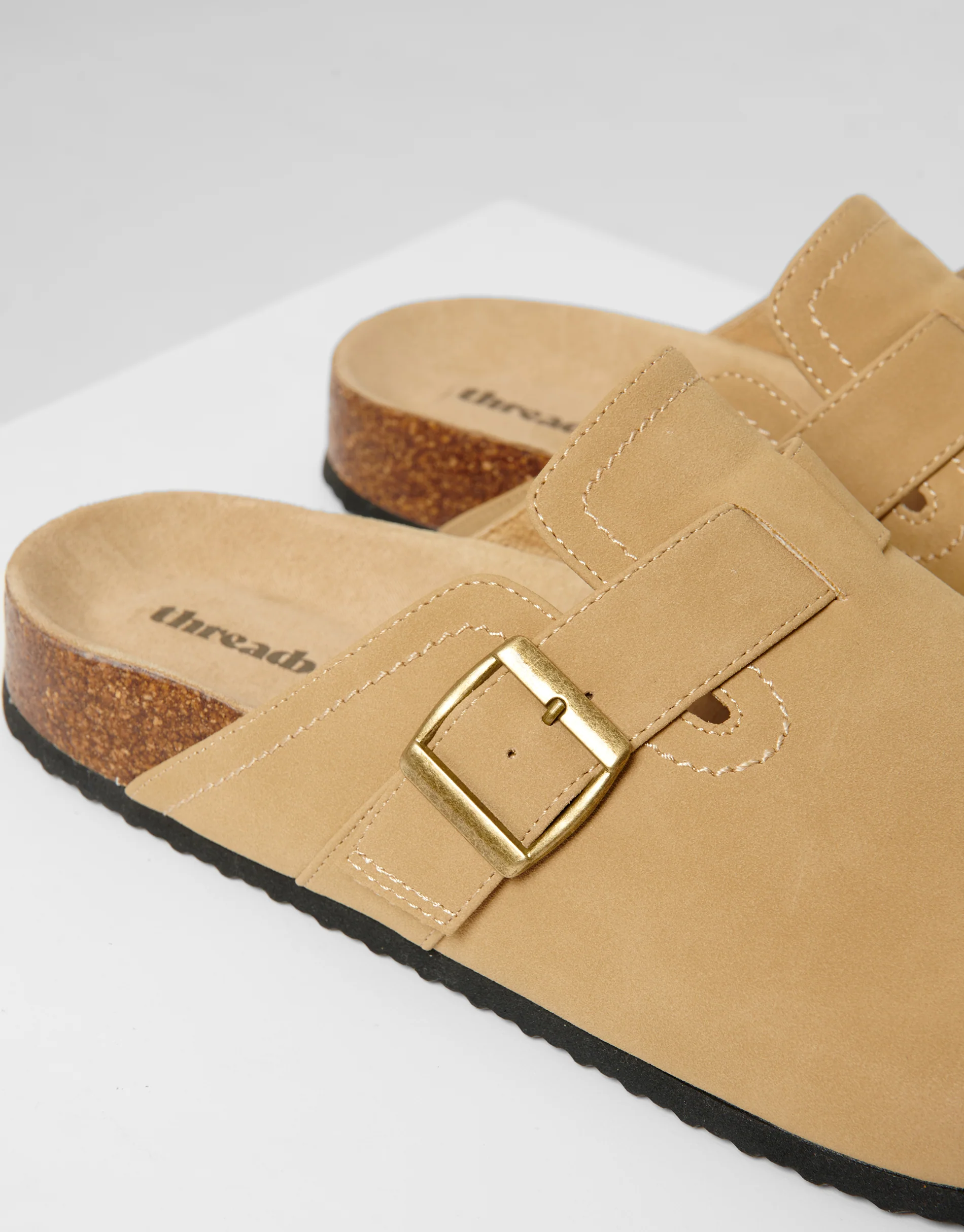 Faux Suede Mule Sandals in Stone - Image 7