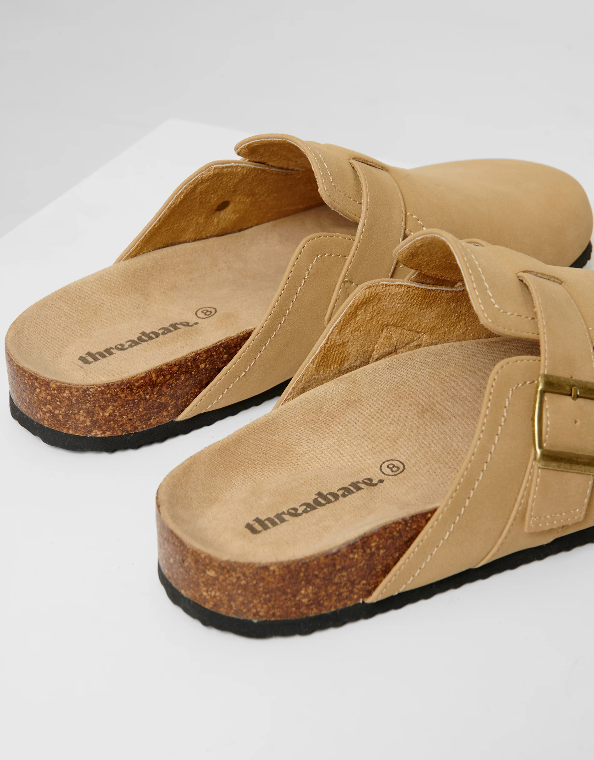 Faux Suede Mule Sandals in Stone - Image 8