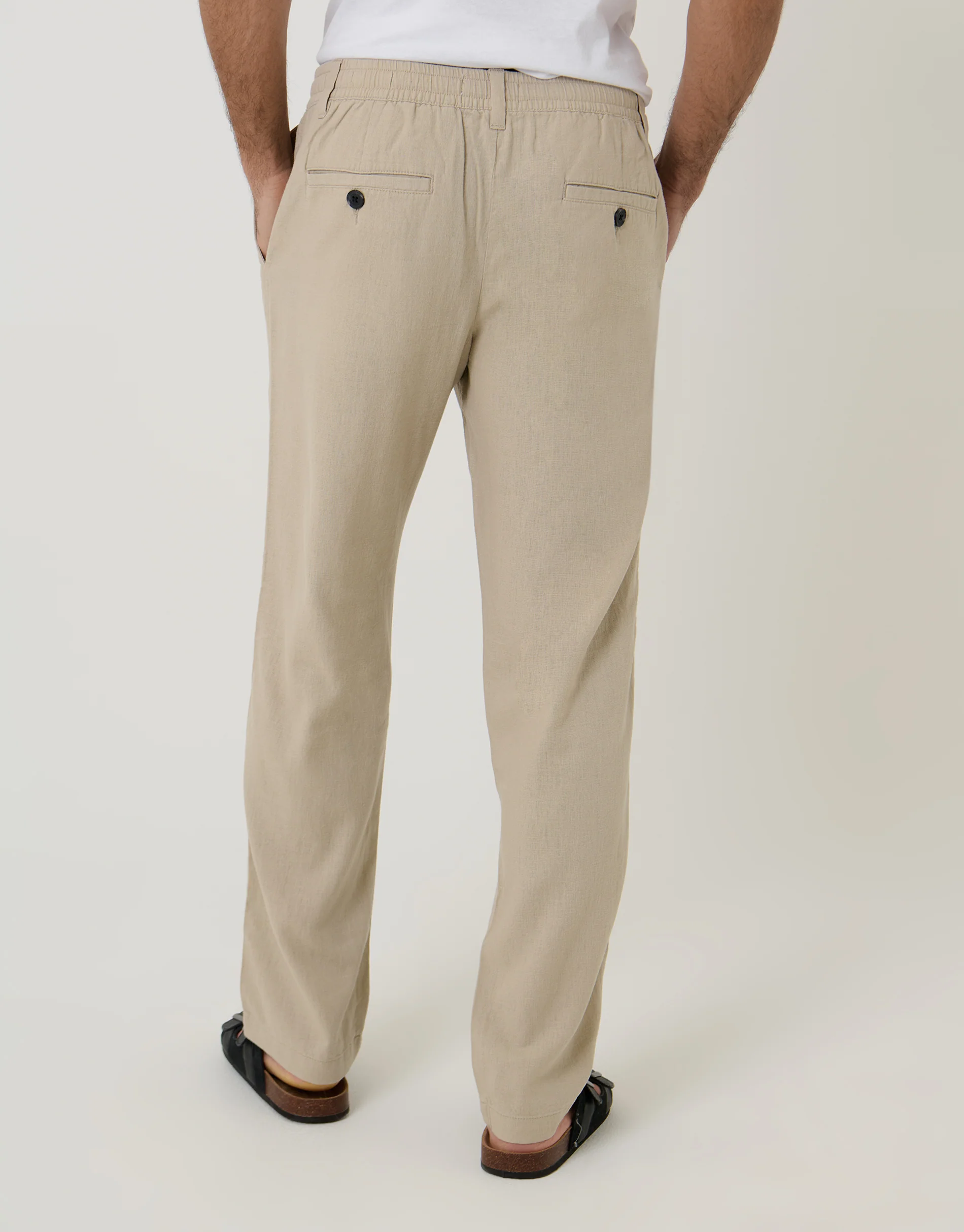 Linen Blend Trousers in Stone - Image 3