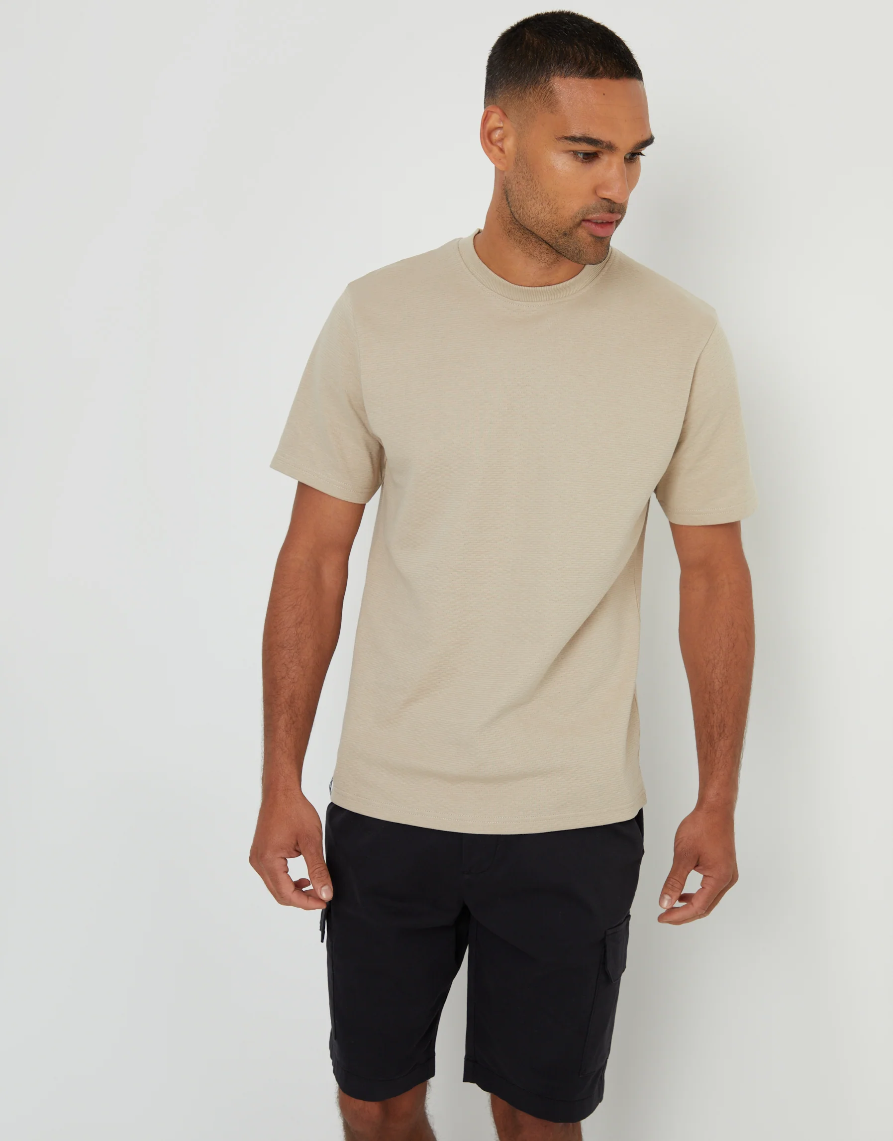 Textured T-Shirt in Stone