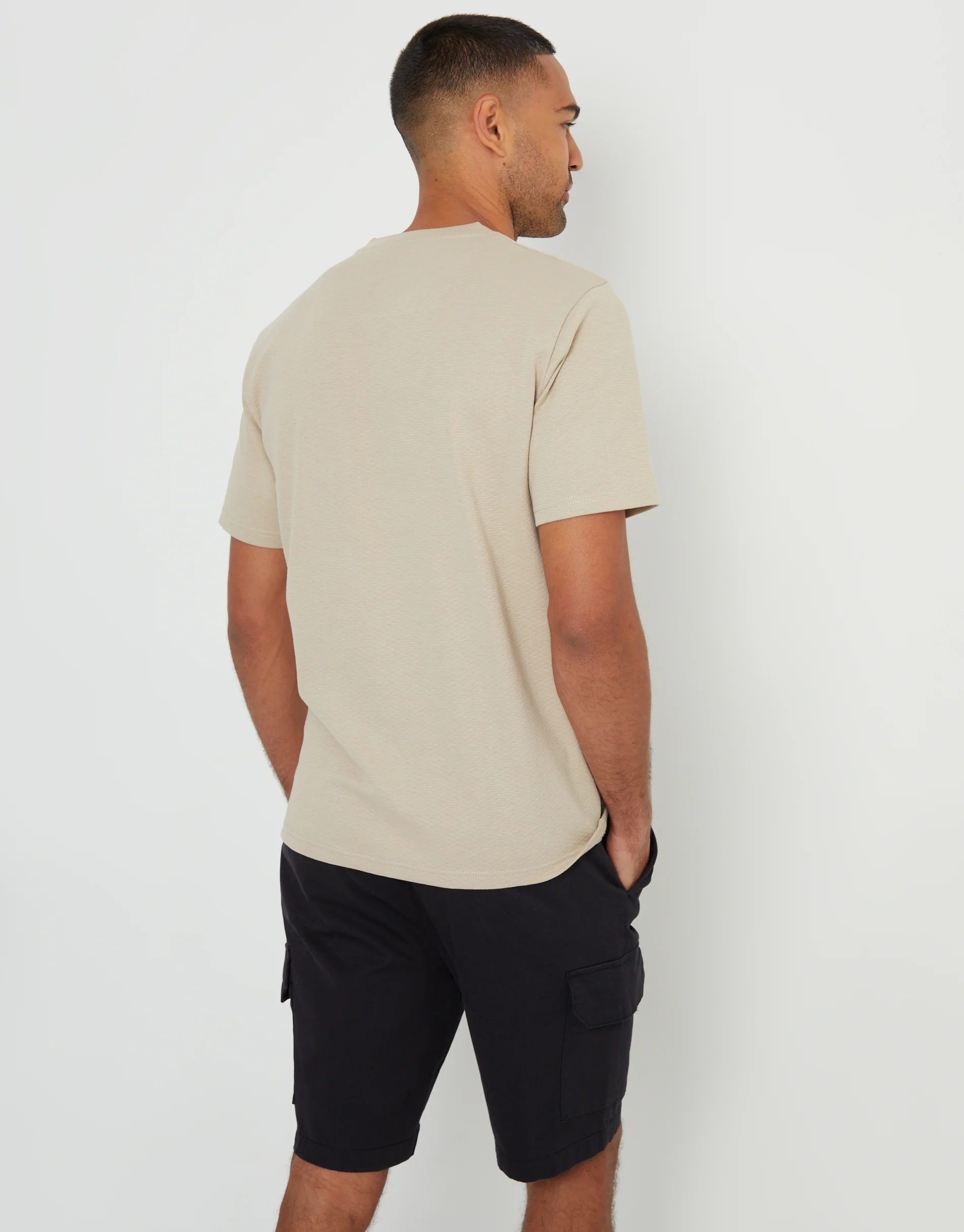 Textured T-Shirt in Stone - Image 2