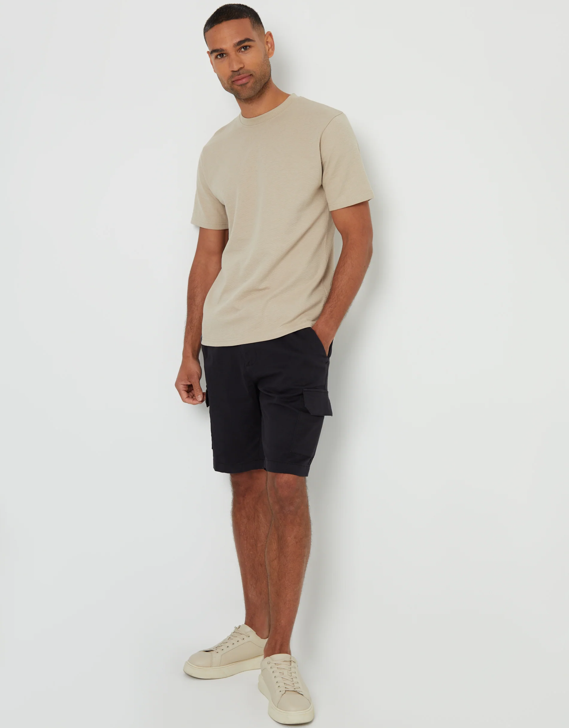 Textured T-Shirt in Stone - Image 3