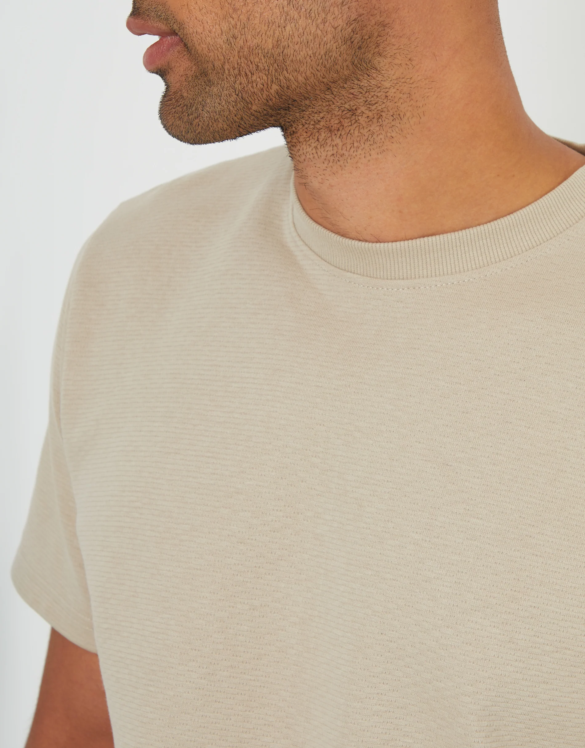 Textured T-Shirt in Stone - Image 4