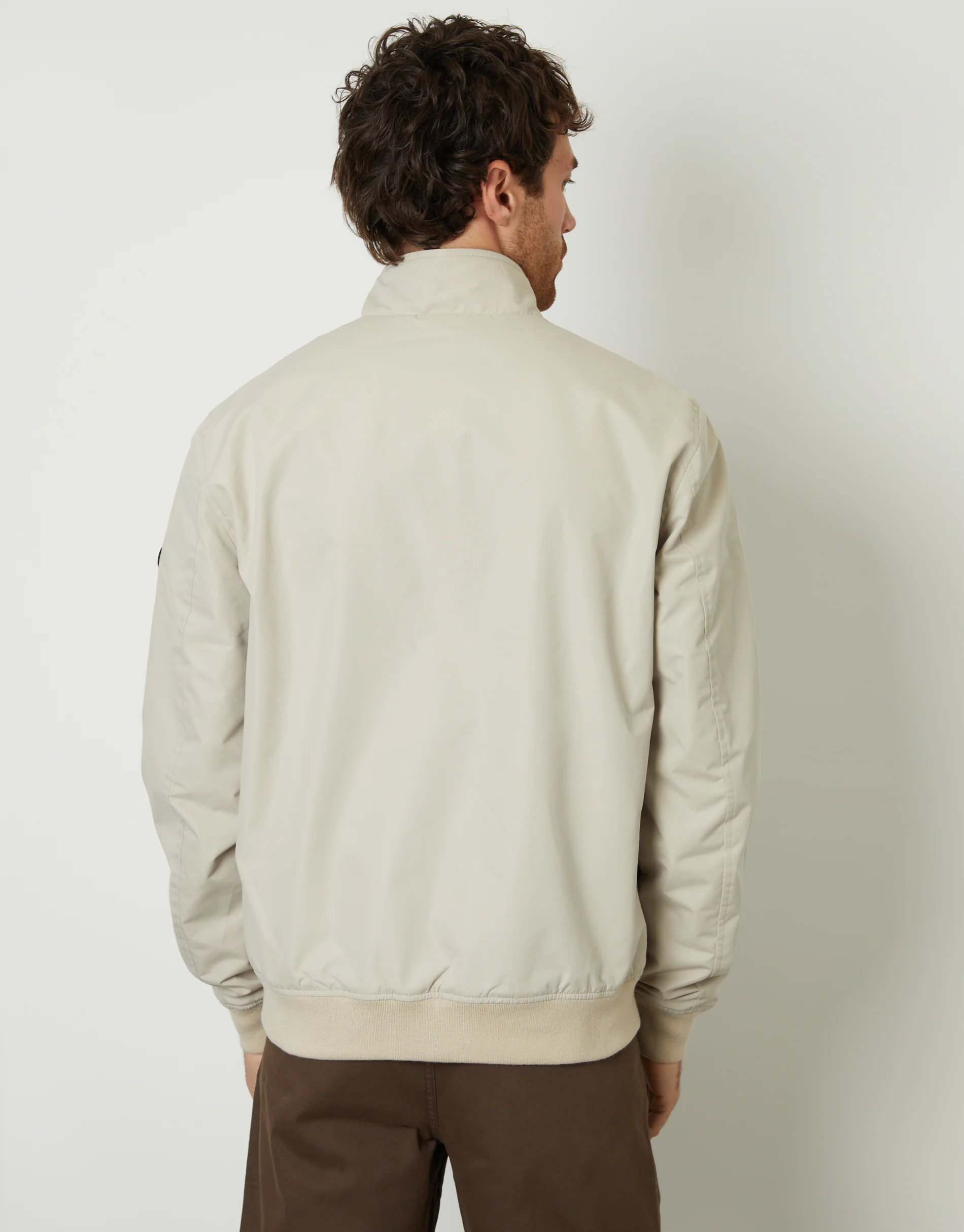 Zip Up Harrington Jacket in Stone - Image 2
