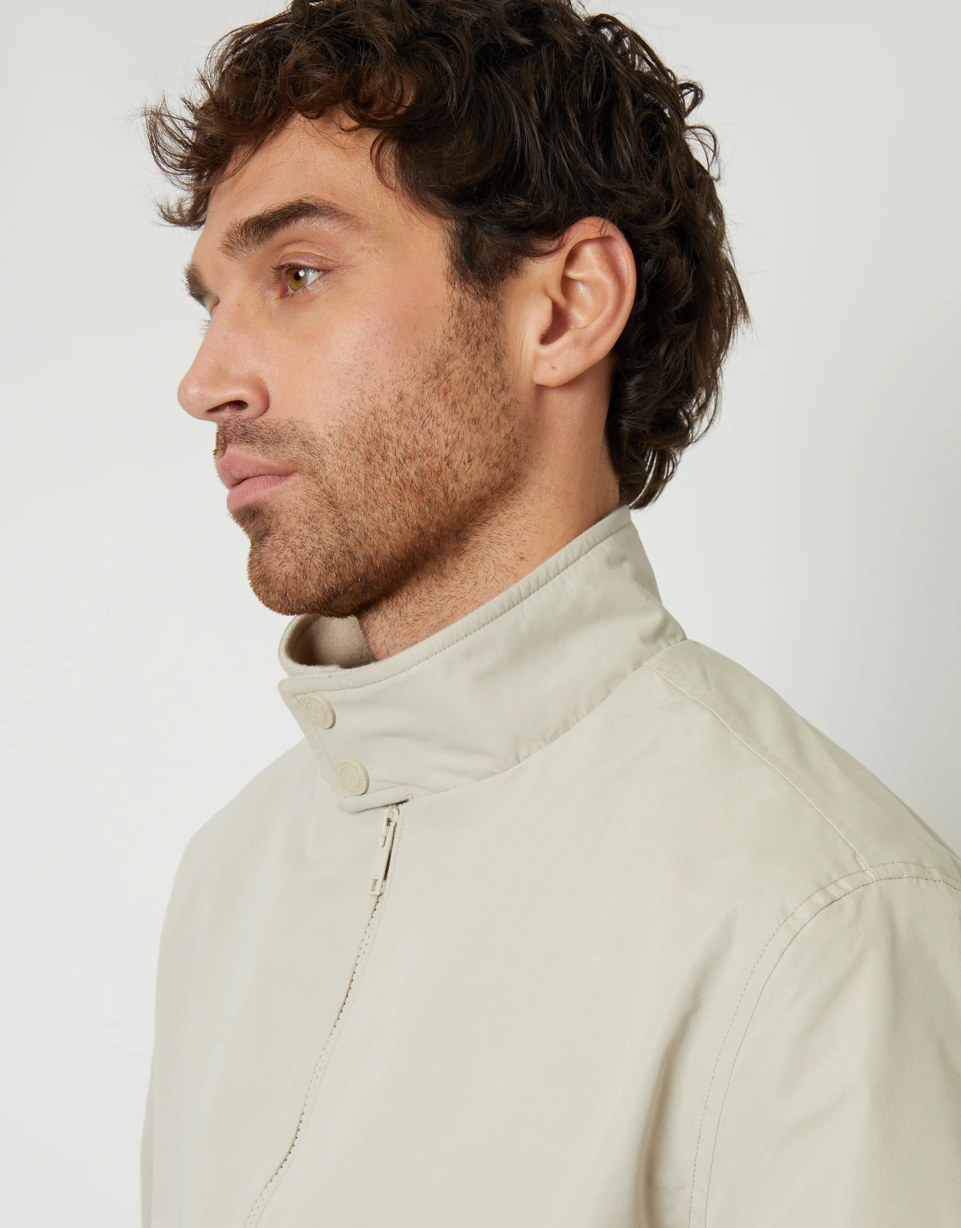 Zip Up Harrington Jacket in Stone - Image 4
