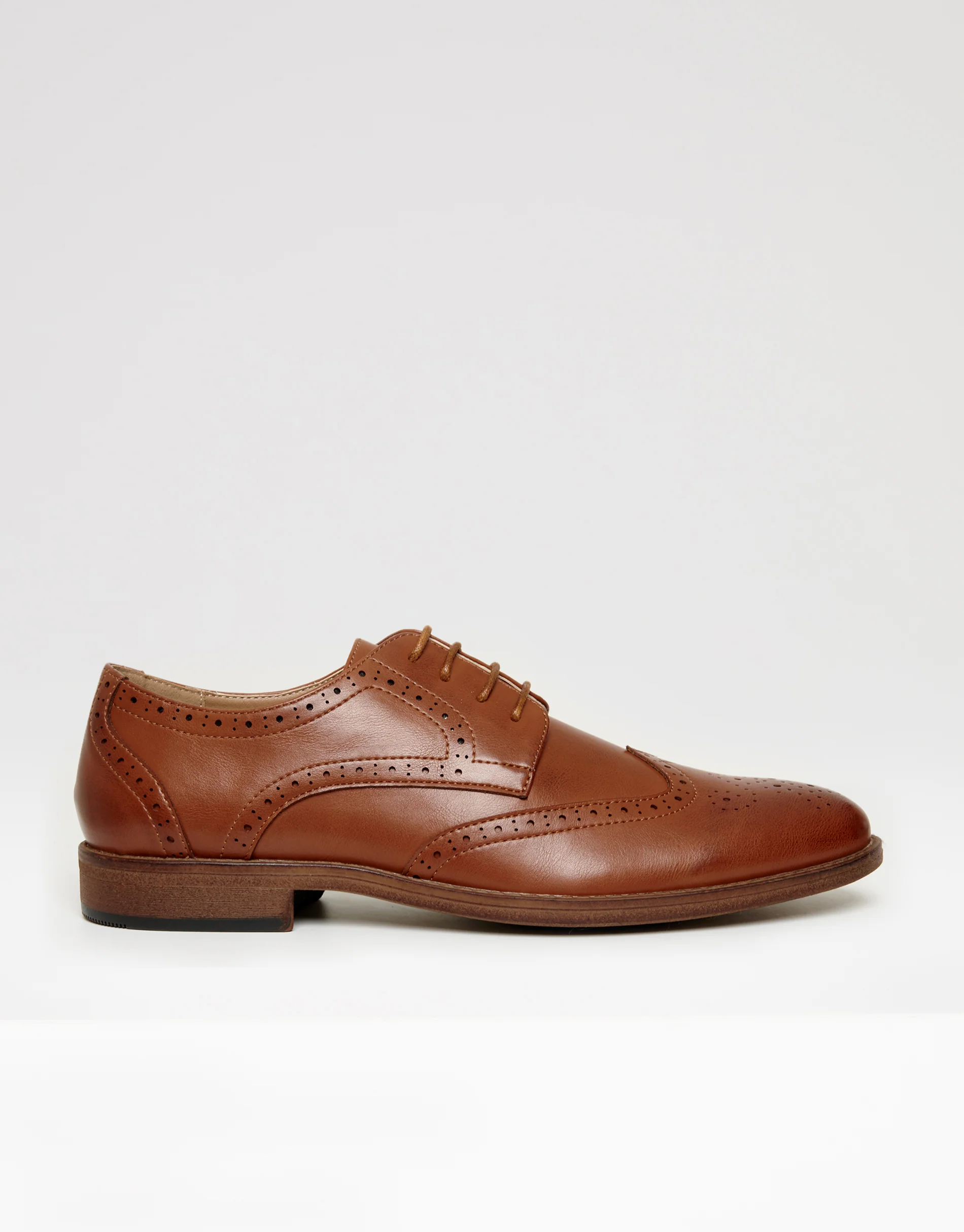 Faux Leather Brogues in Tan Brown