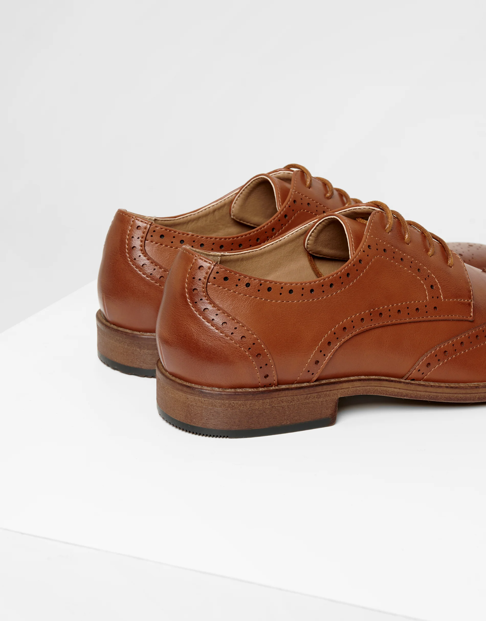 Faux Leather Brogues in Tan Brown - Image 4