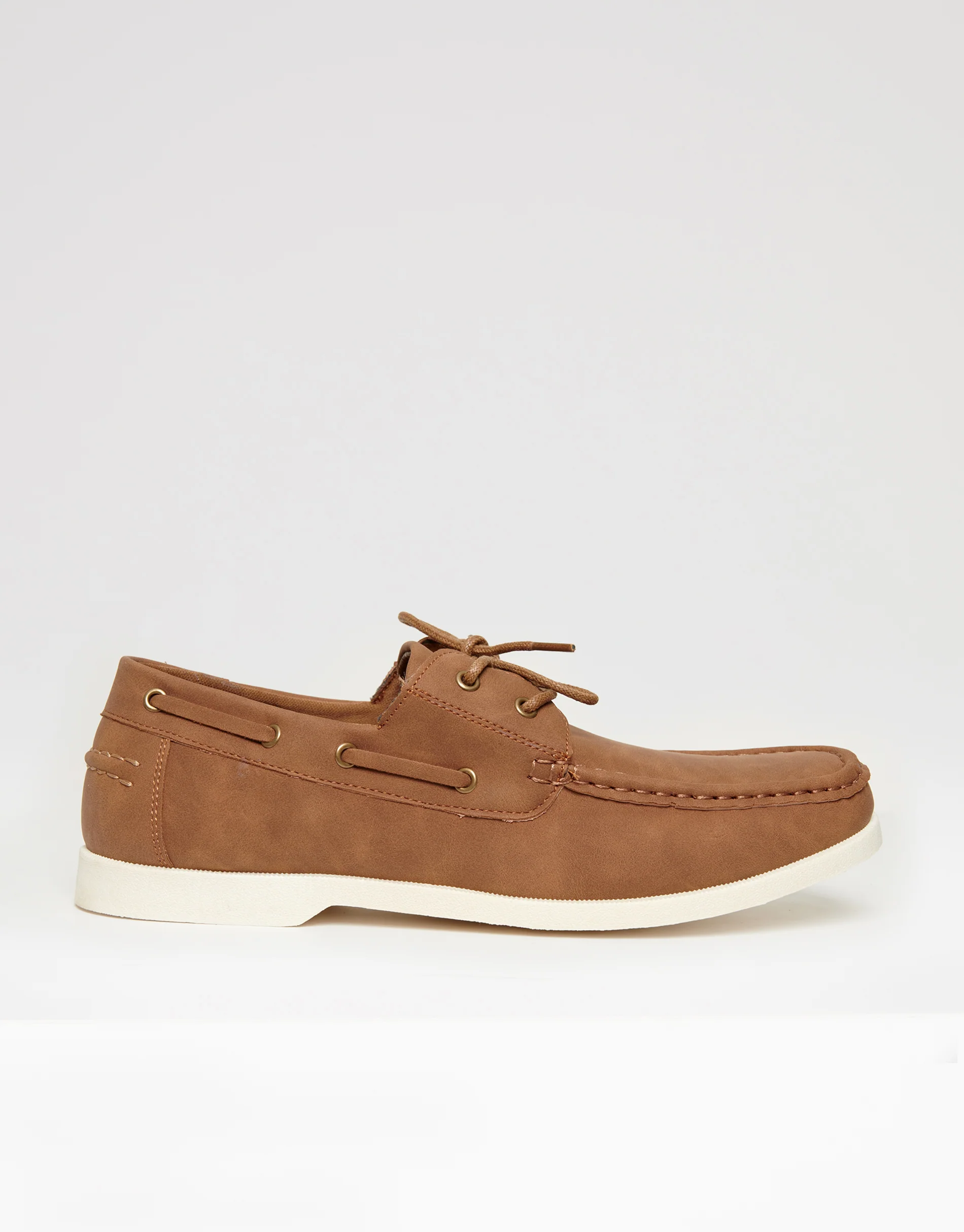Faux Suede Boat Shoes in Tan Brown
