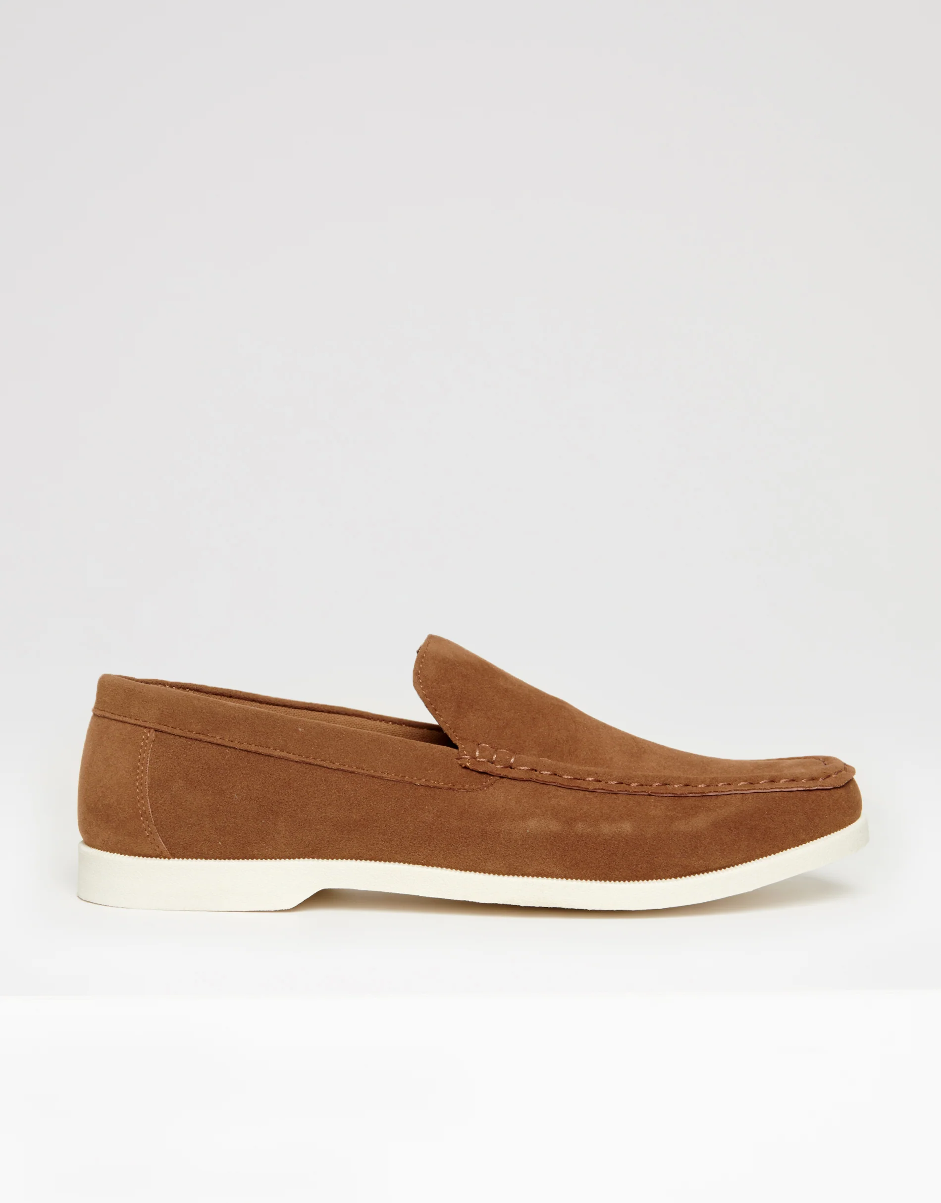 Faux Suede Slip On Loafers in Tan Brown