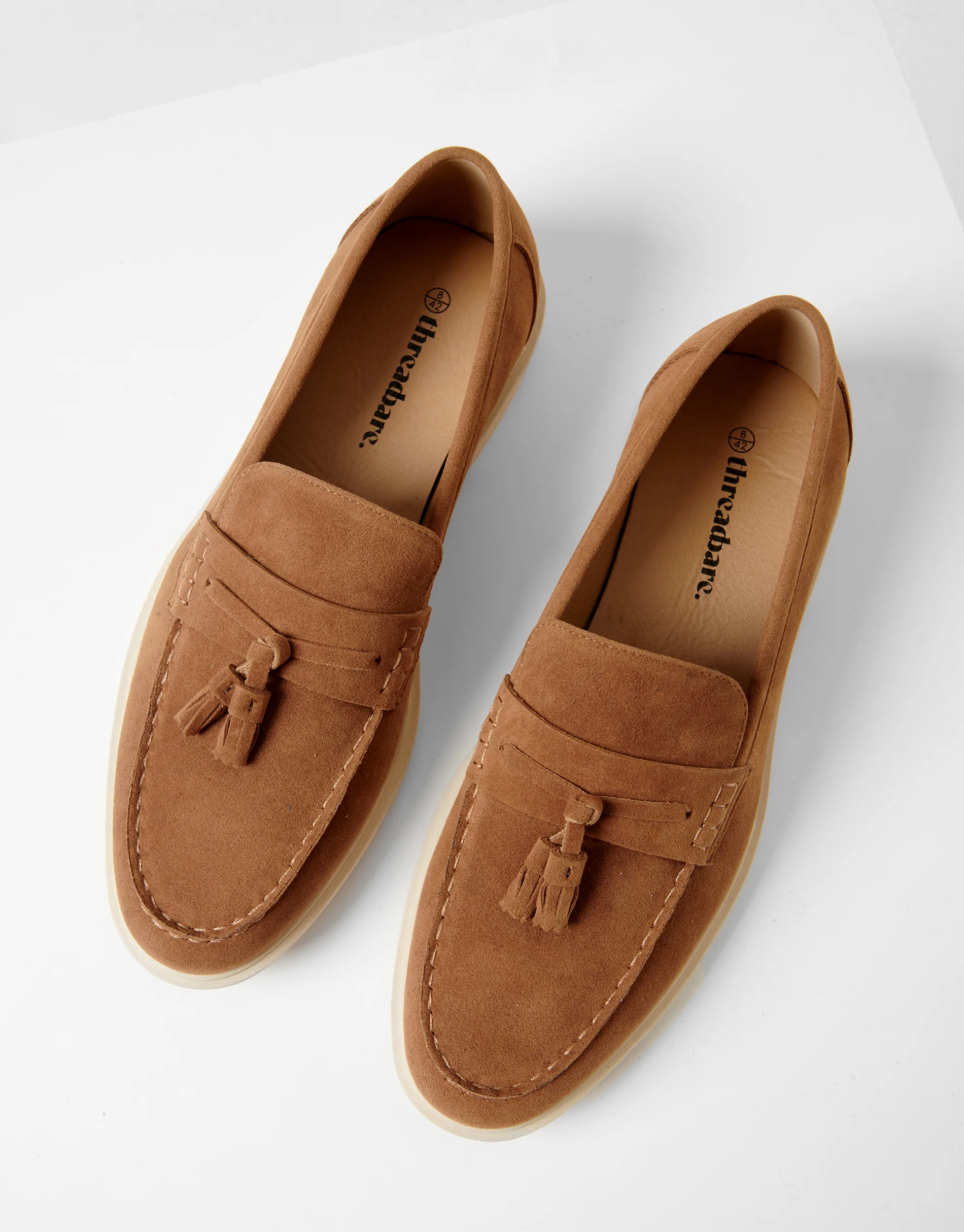 Faux Suede Tassel Loafers in Tan Brown - Image 2