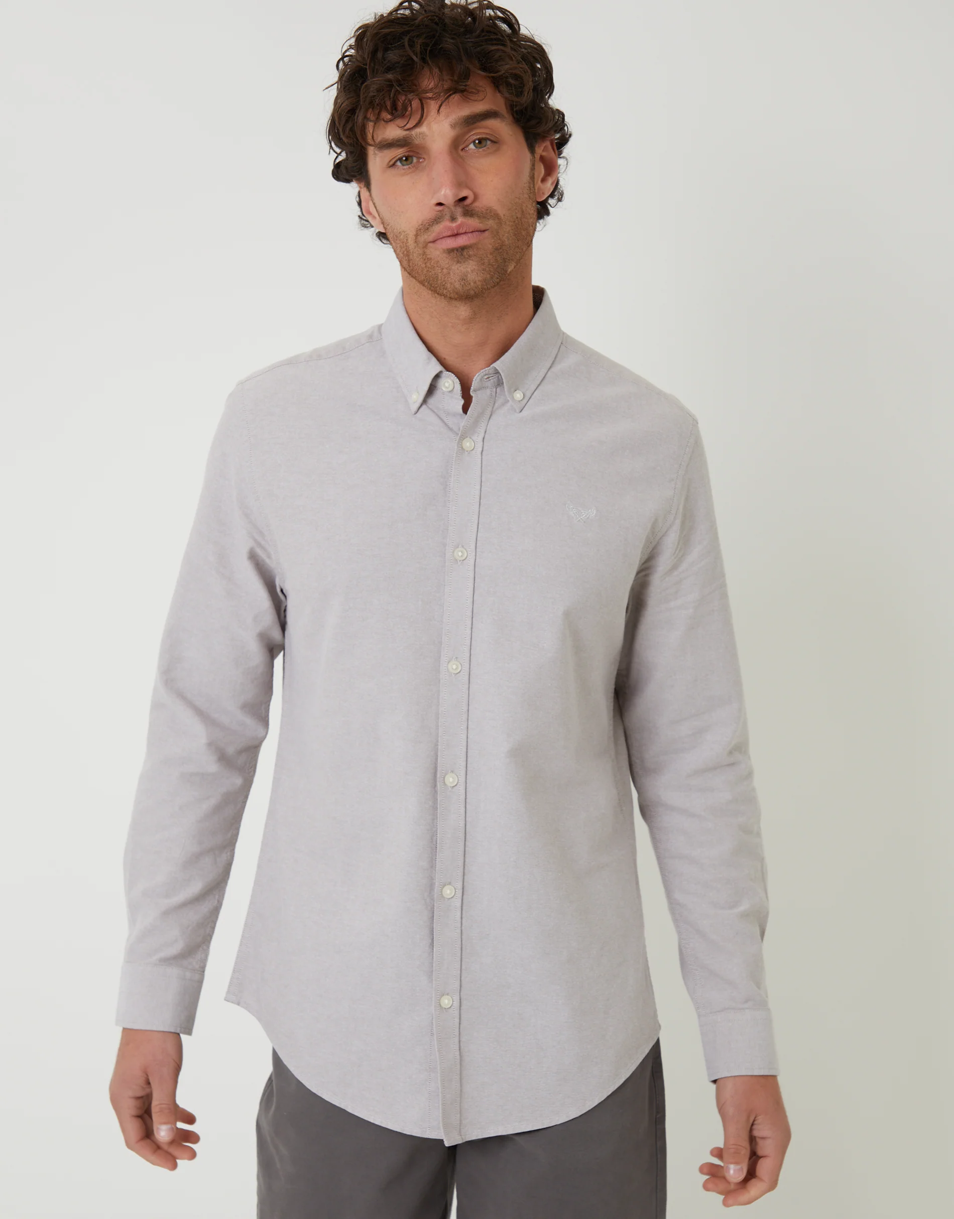 Cotton Long Sleeve Shirt in Taupe