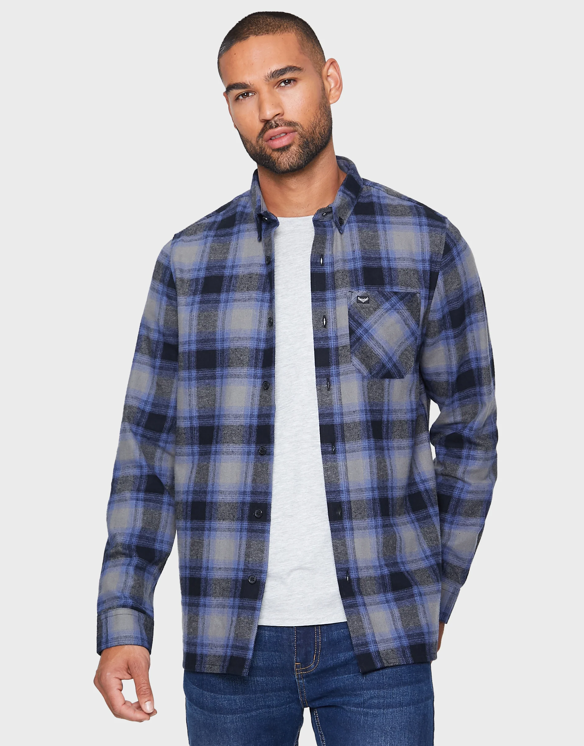 Long Sleeve Shirt in Blue Check