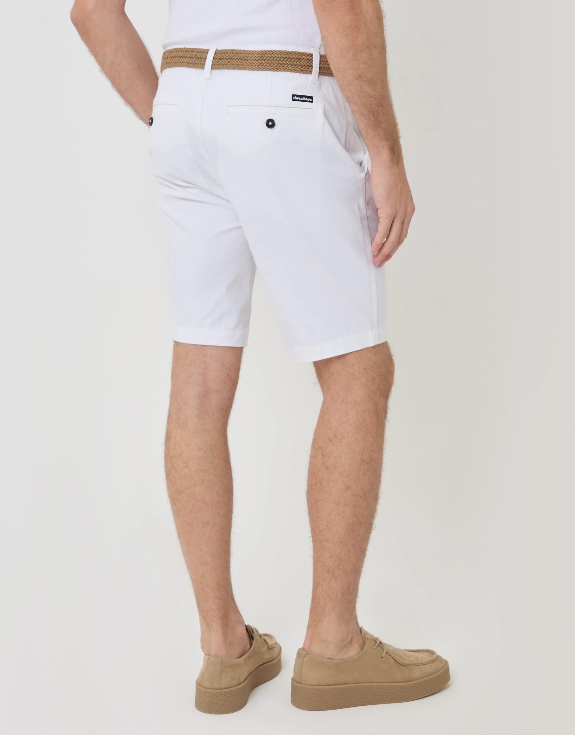 Belted Chino Shorts in White - Image 3