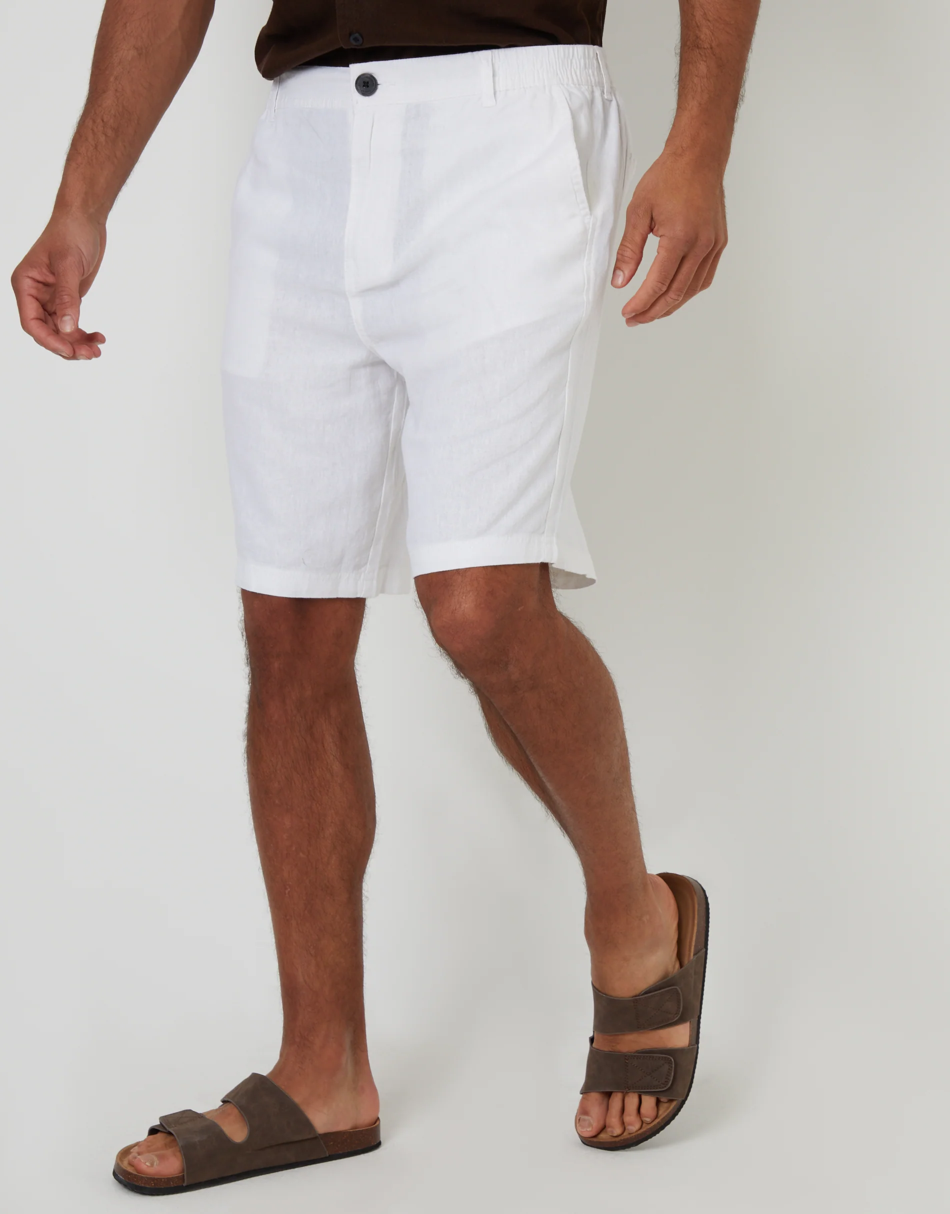 Linen Blend Shorts in White - Image 2