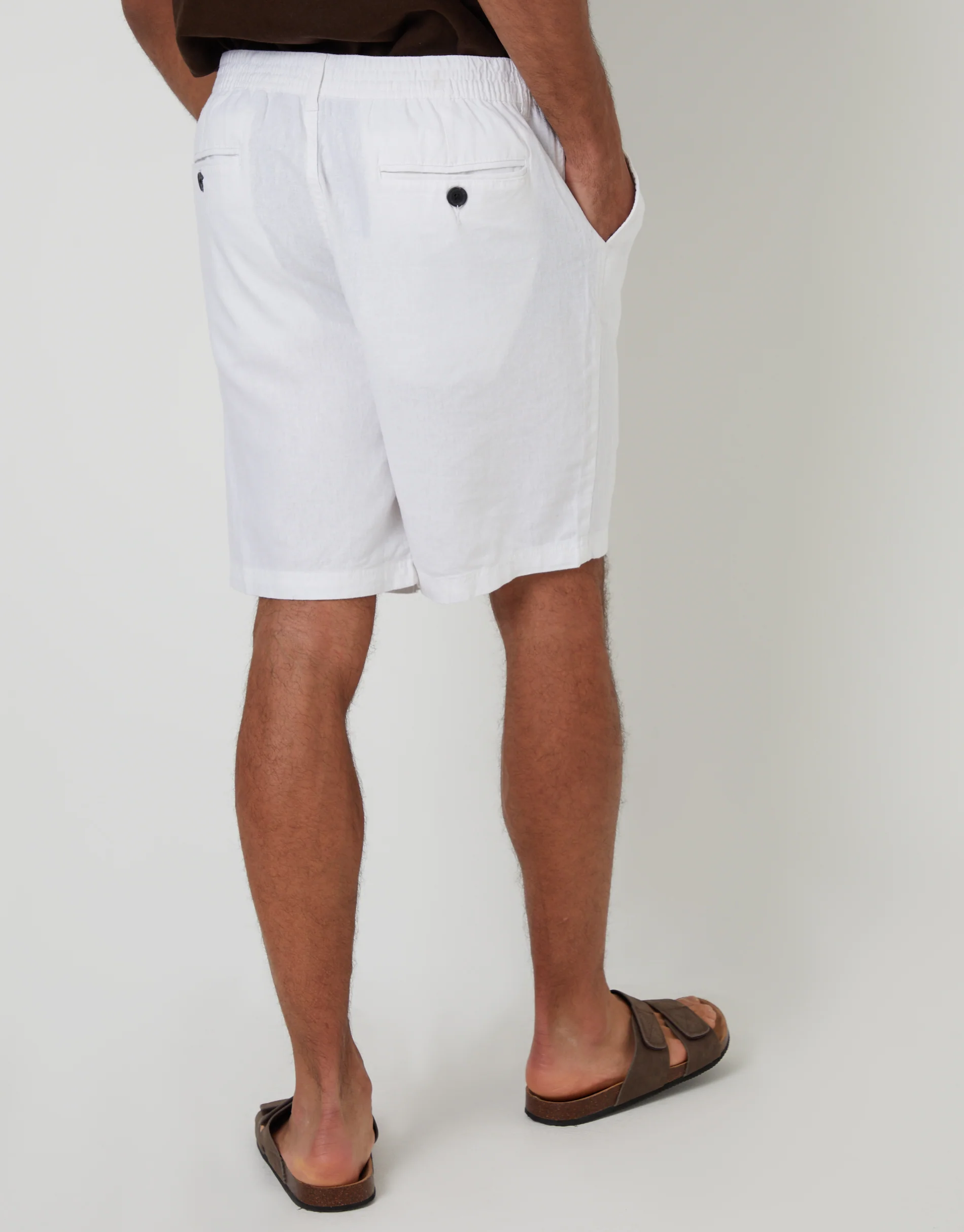 Linen Blend Shorts in White - Image 3