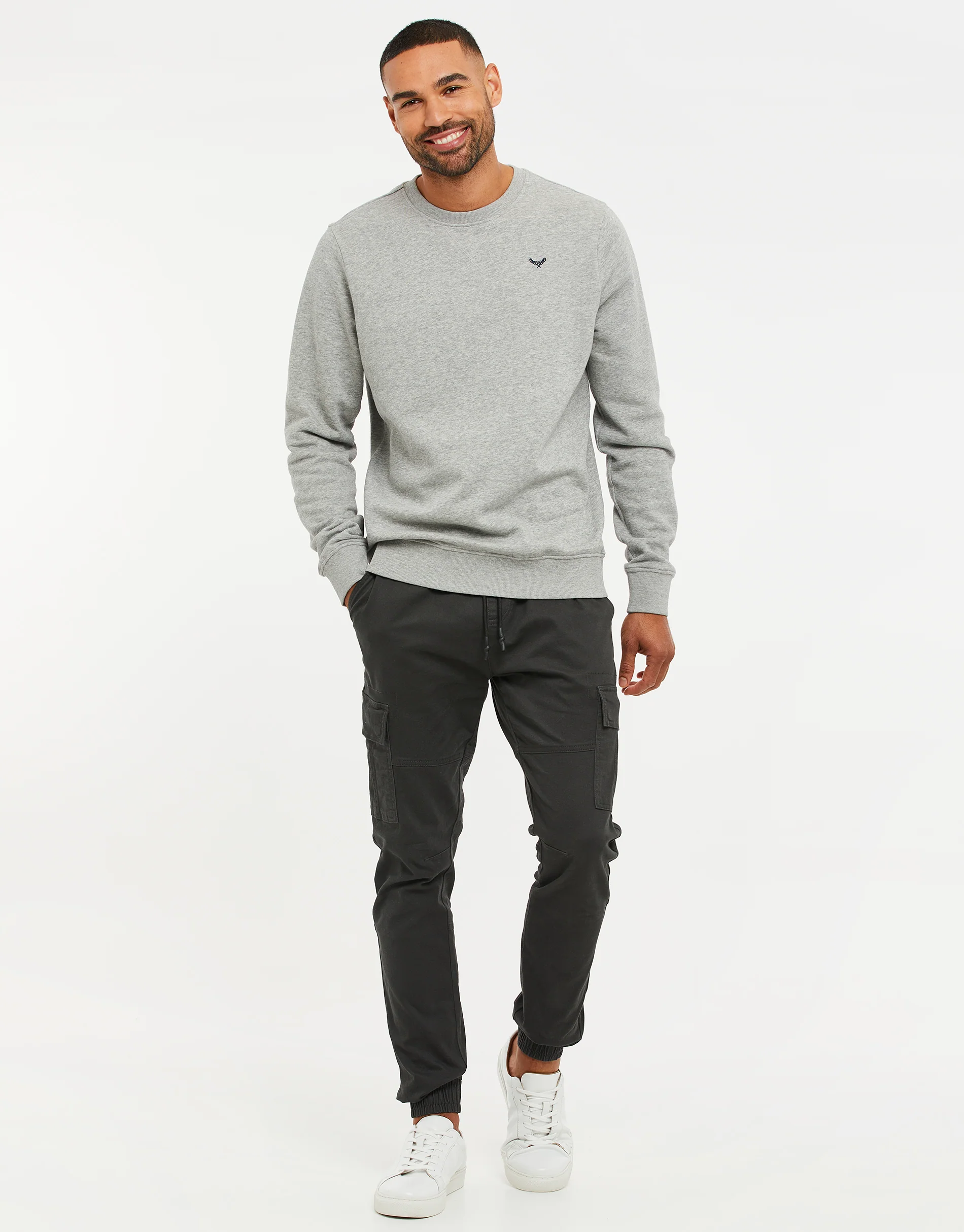 Crew Neck Sweatshirt in Grey Marl - Image 3