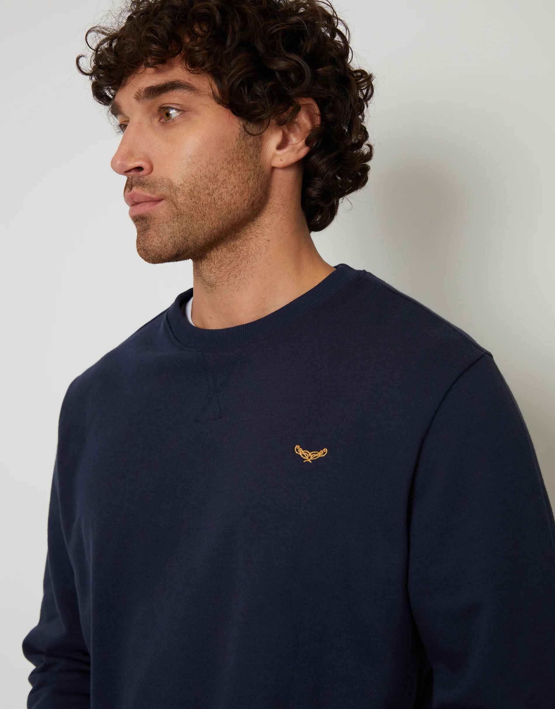 Crew Neck Sweatshirt in Navy - Image 4