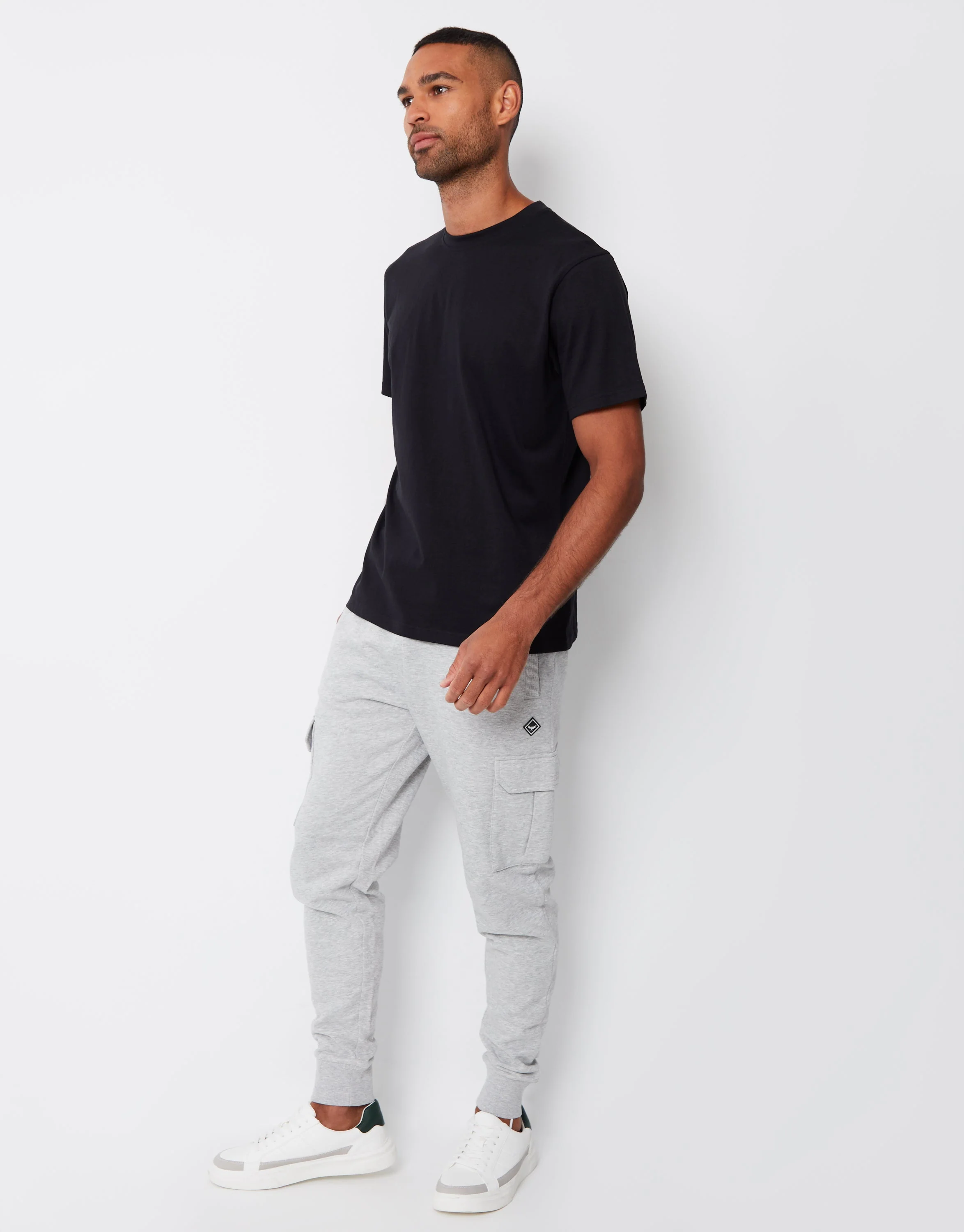 Cargo Style Joggers in Grey Marl