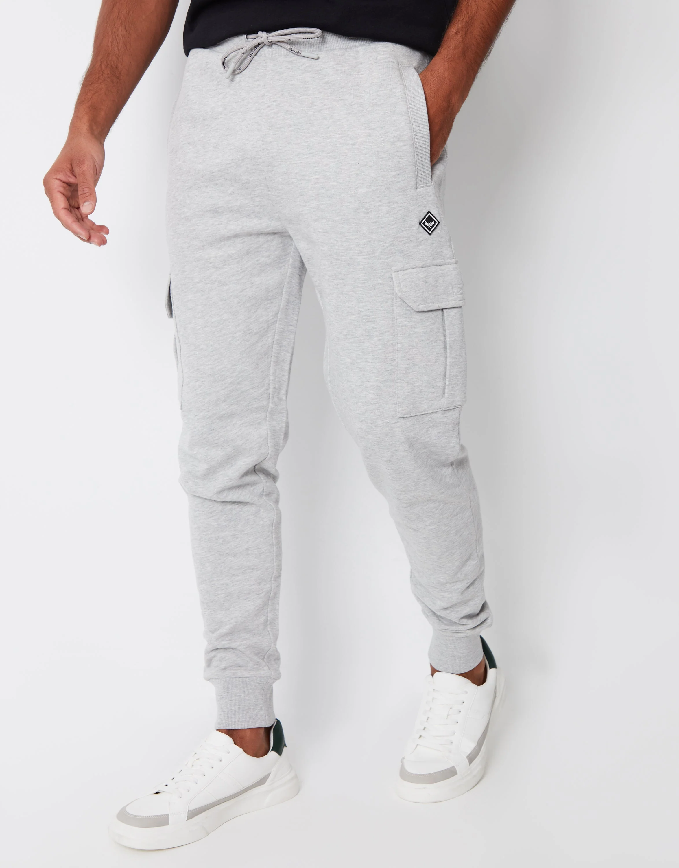 Cargo Style Joggers in Grey Marl - Image 2