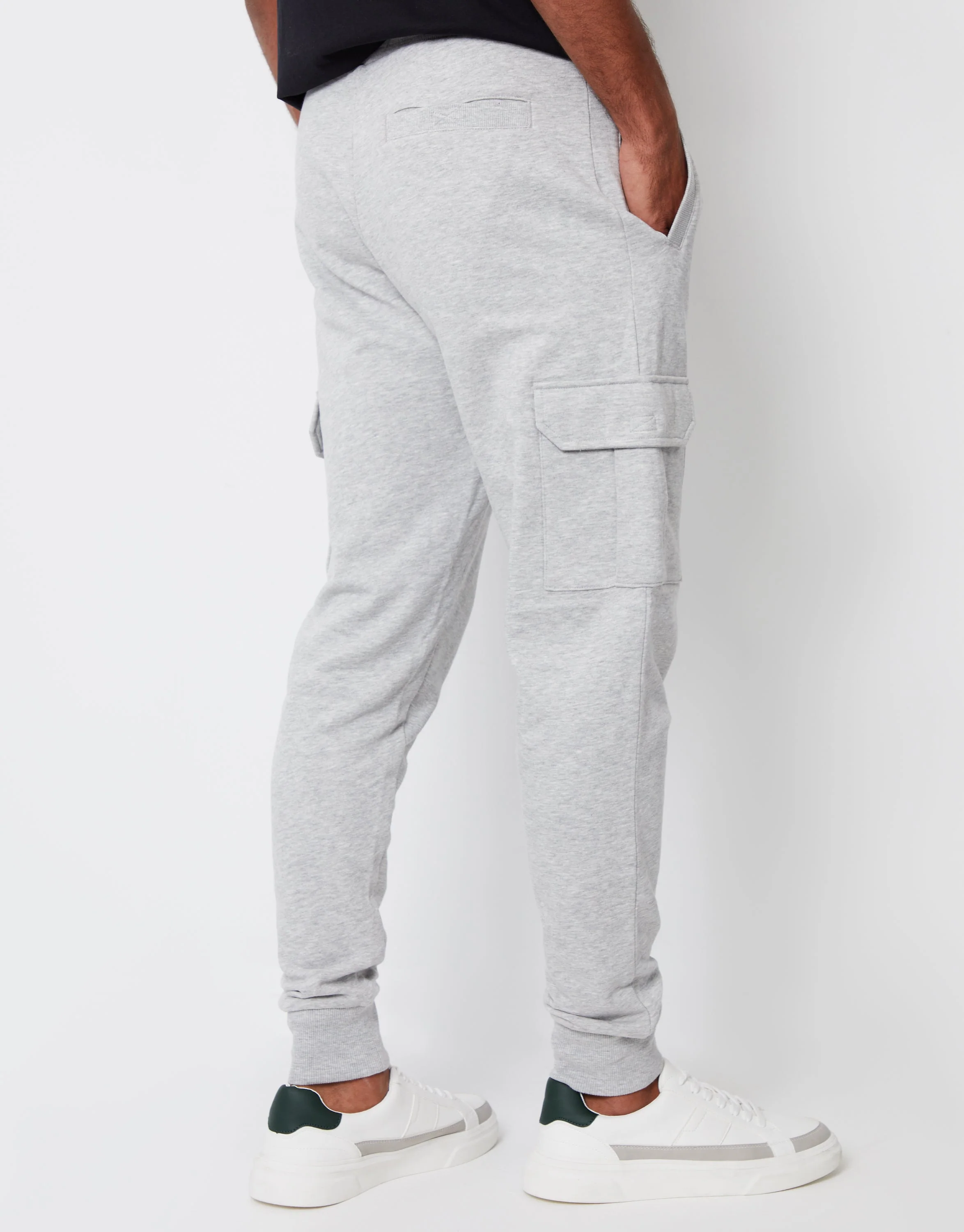Cargo Style Joggers in Grey Marl - Image 3