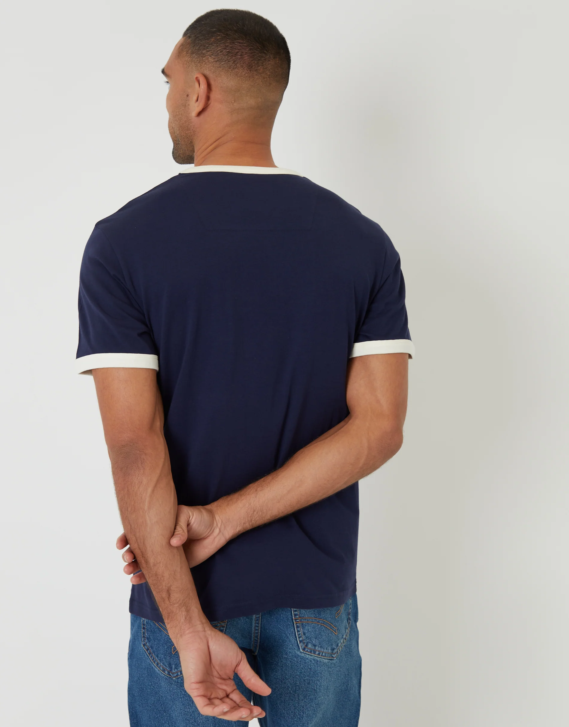 2 Pack Cotton Ringer T-Shirts in Navy & White - Image 3