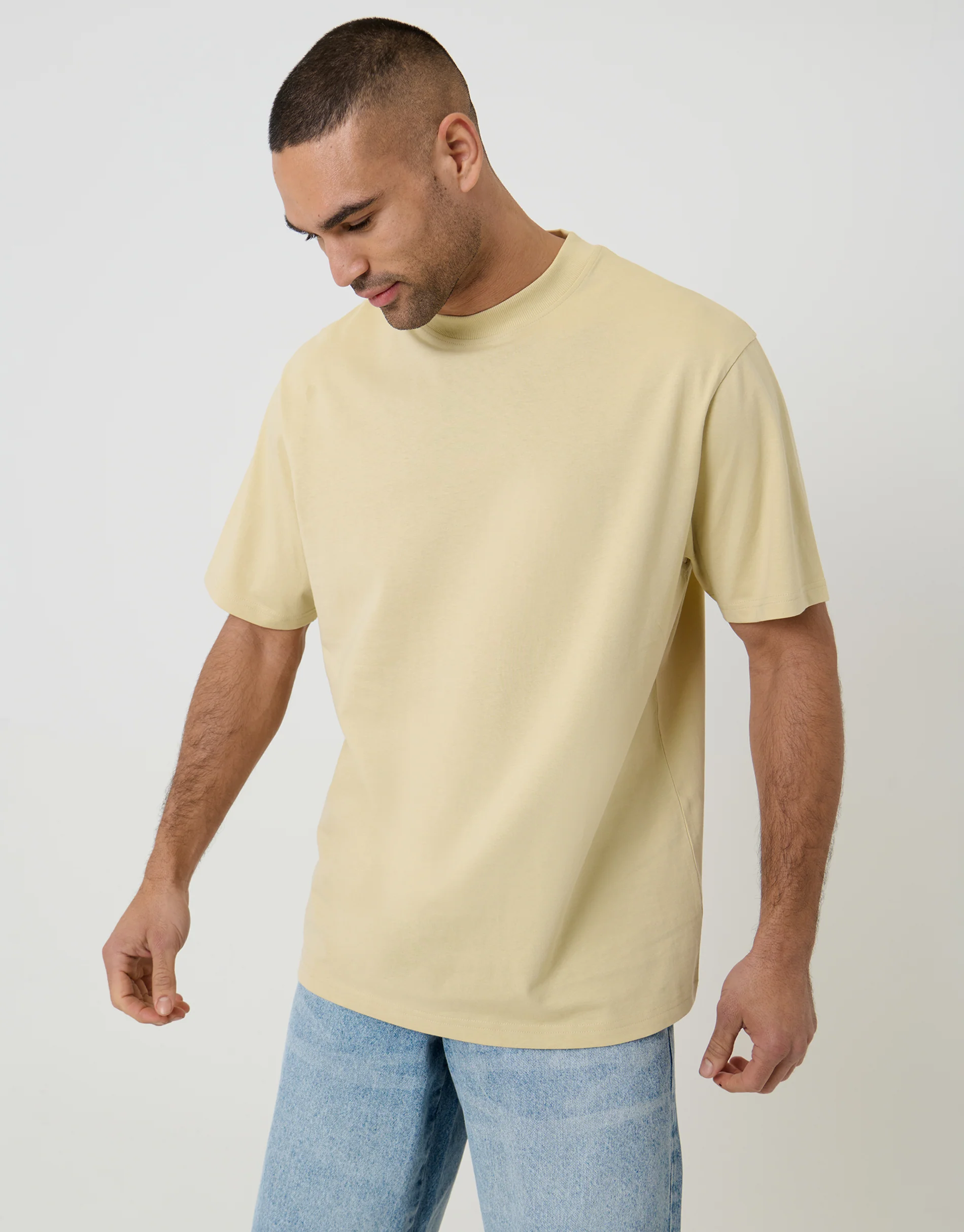 2 Pack Relaxed Fit Cotton T-Shirts in Sage Green & Stone - Image 2