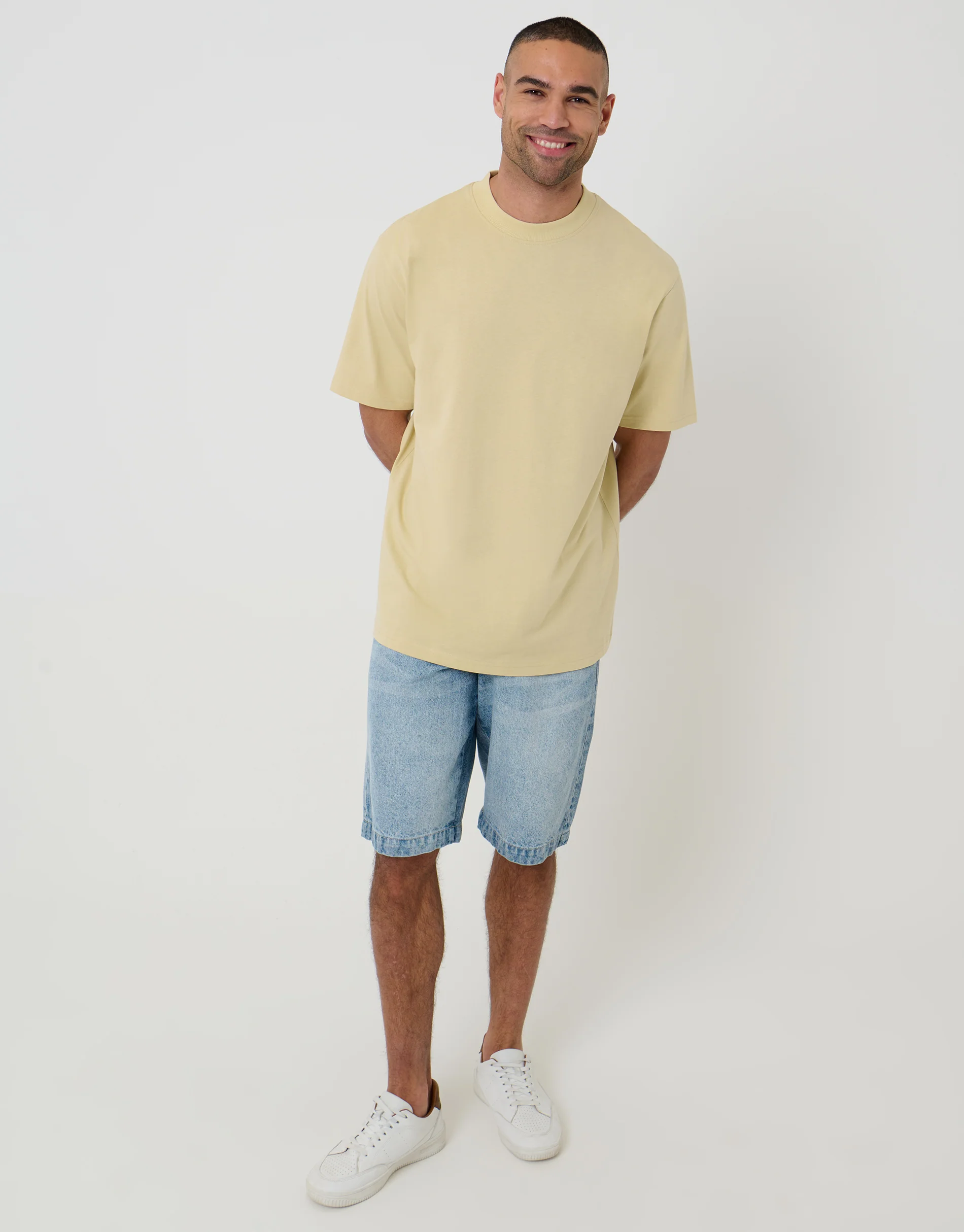 2 Pack Relaxed Fit Cotton T-Shirts in Sage Green & Stone - Image 4