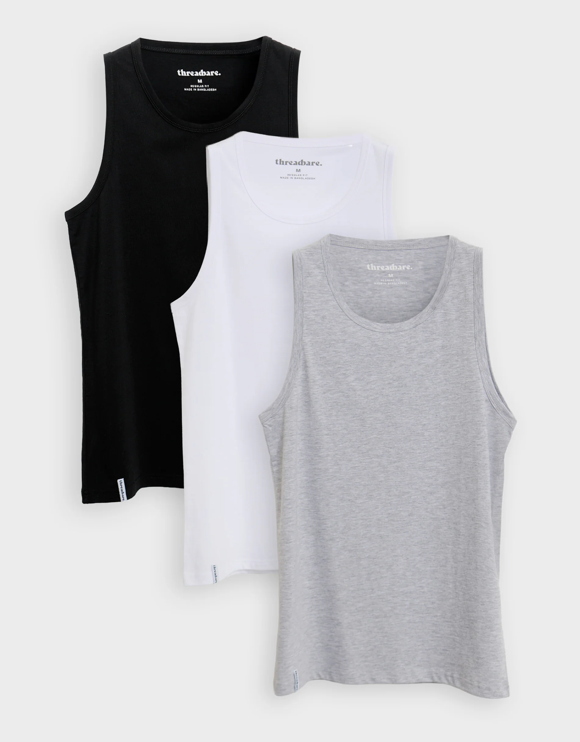 3 Pack Assorted Cotton Crew Neck Vests