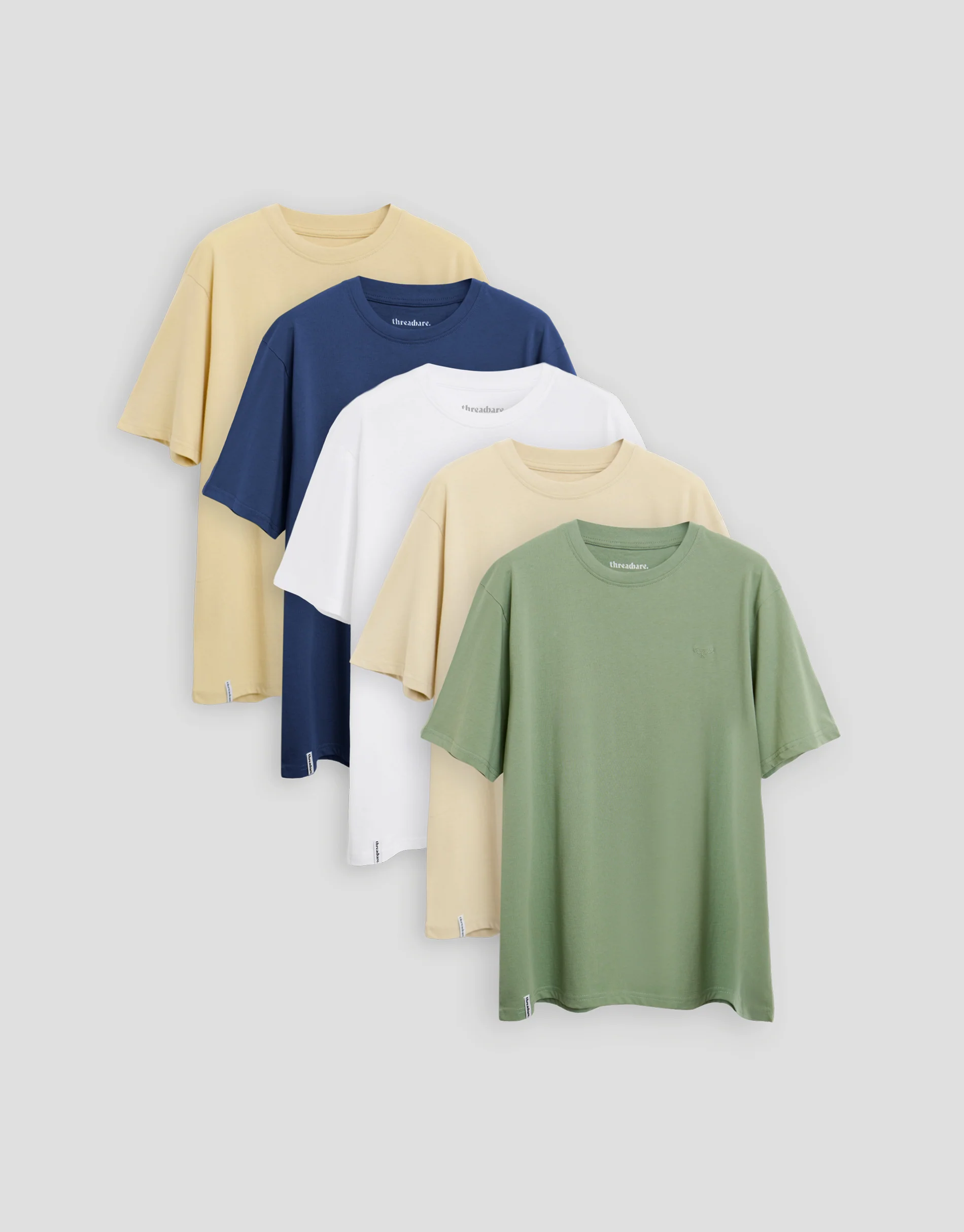 5 Pack Assorted Cotton Crew Neck T-Shirts