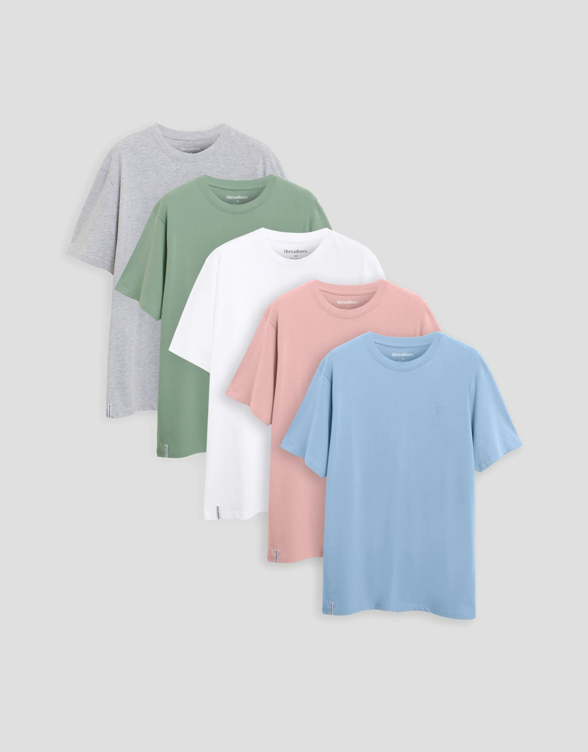 5 Pack Assorted Cotton Crew Neck T-Shirts