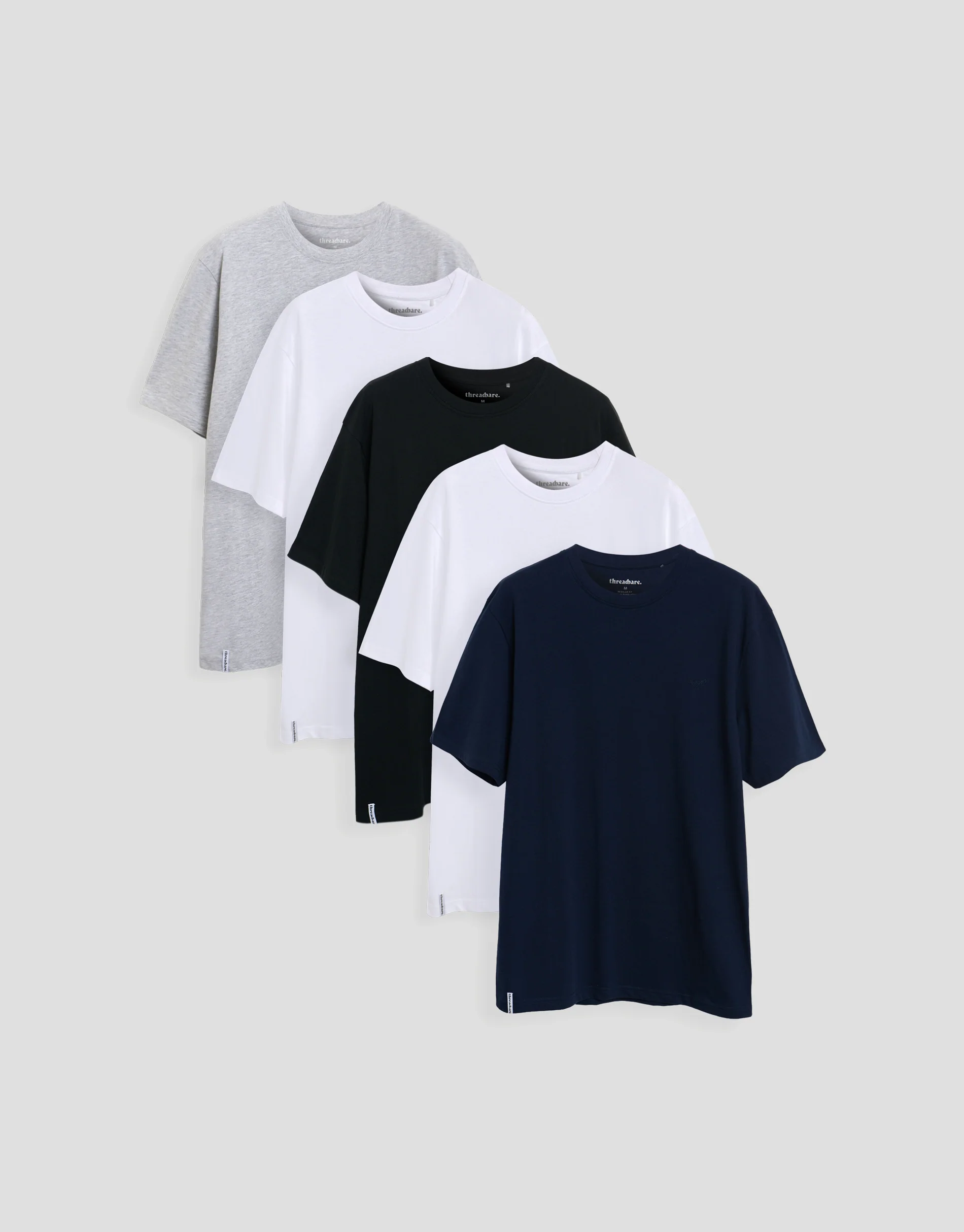 5 Pack Assorted Cotton Crew Neck T-Shirts