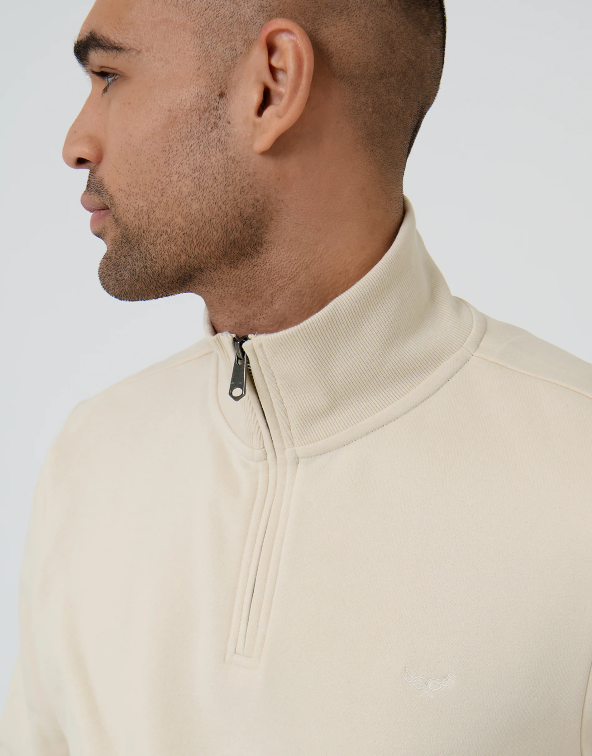 Quarter Zip Sweatshirt in Beige - Image 4