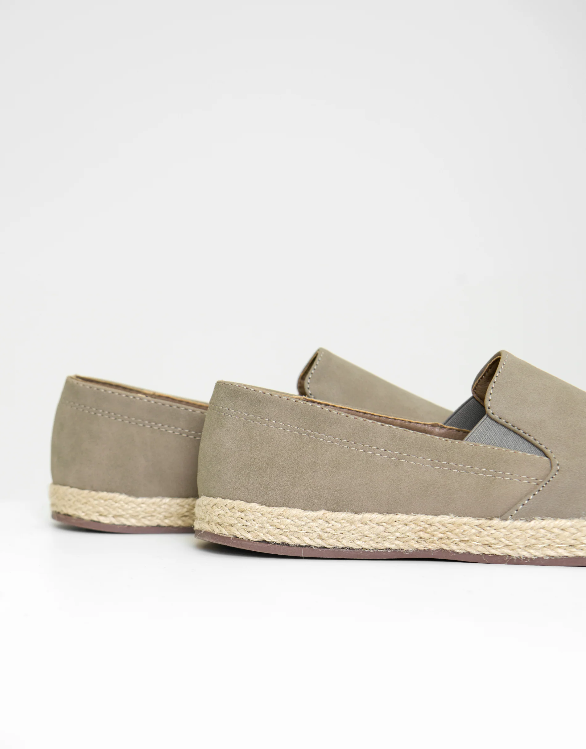 Faux Suede Slip On Espadrilles in Biscuit Brown - Image 3