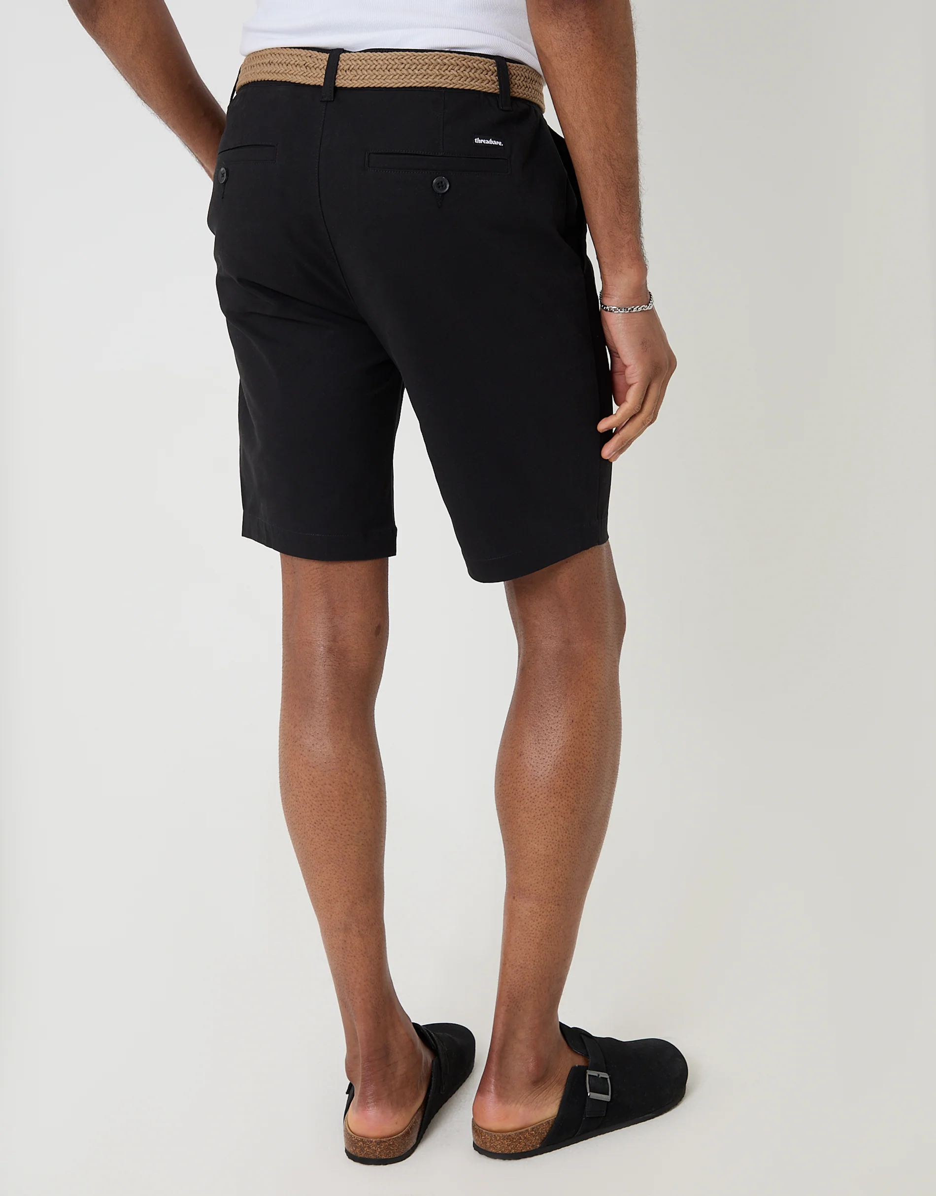 Belted Chino Shorts in Black - Image 3
